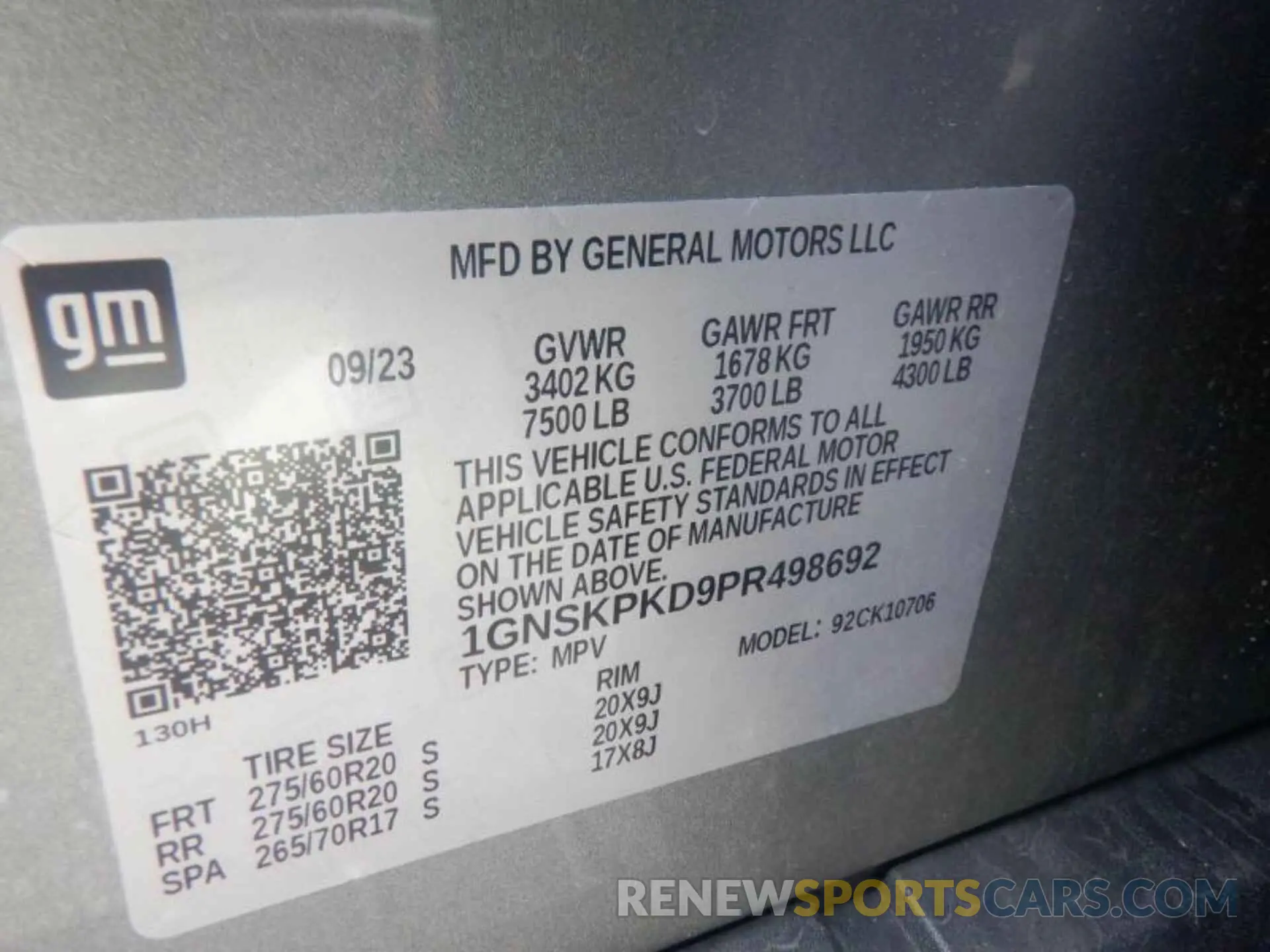 12 Photograph of a damaged car 1GNSKPKD9PR498692 CHEVROLET TAHOE 2023