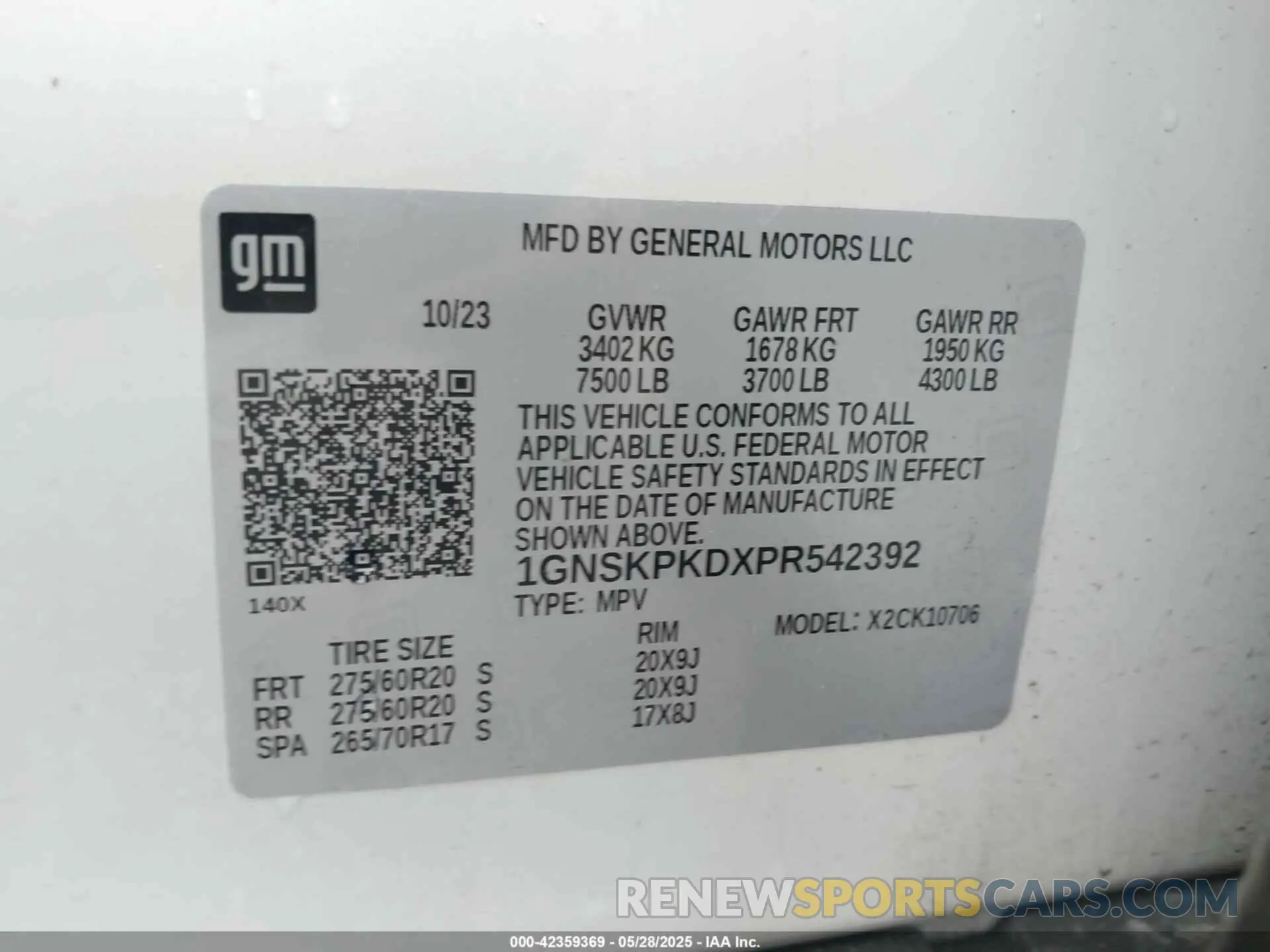 9 Photograph of a damaged car 1GNSKPKDXPR542392 CHEVROLET TAHOE 2023