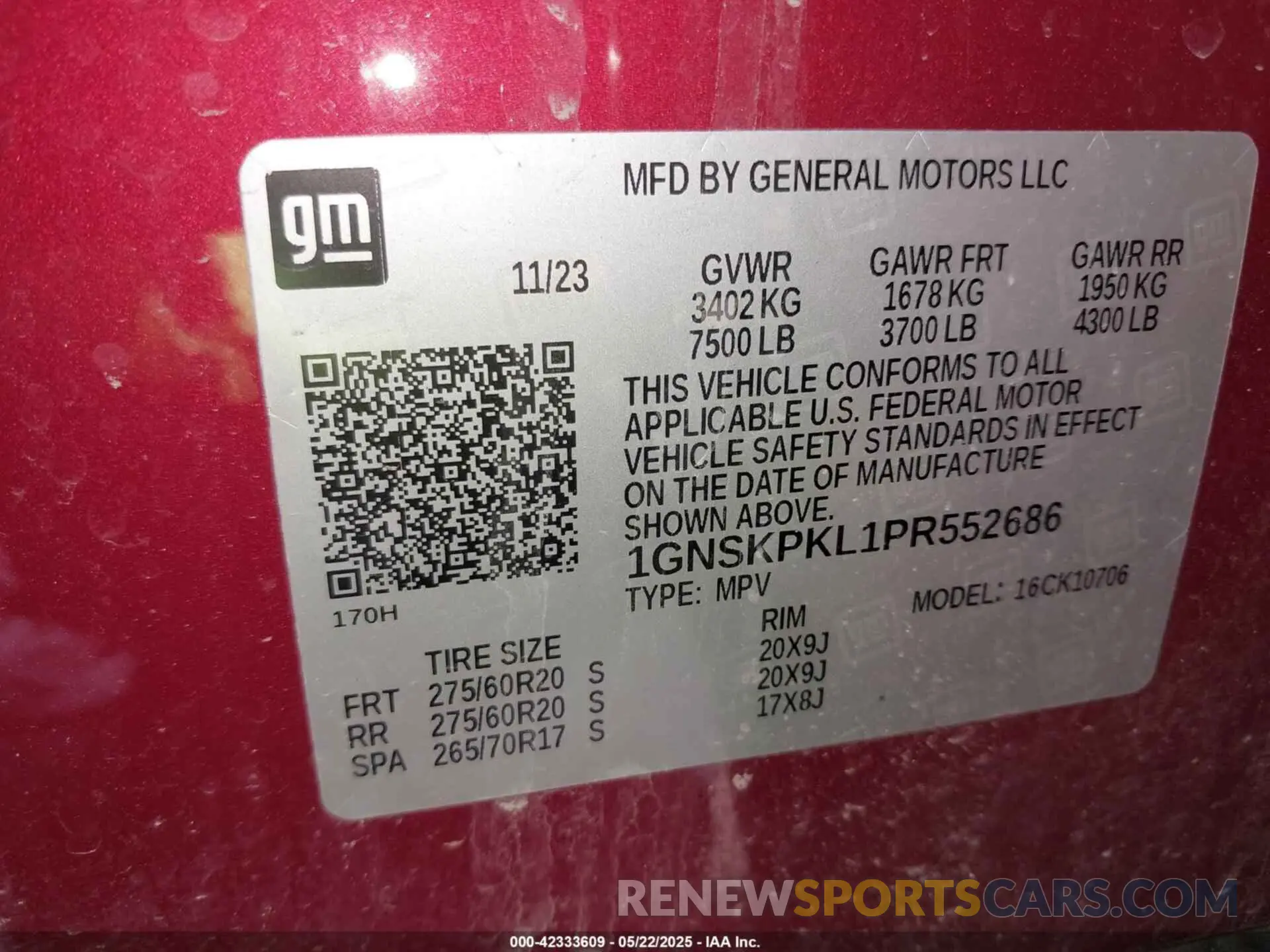 9 Photograph of a damaged car 1GNSKPKL1PR552686 CHEVROLET TAHOE 2023