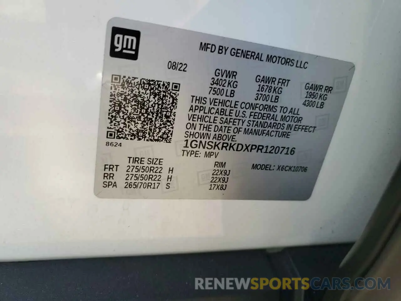 12 Photograph of a damaged car 1GNSKRKDXPR120716 CHEVROLET TAHOE 2023