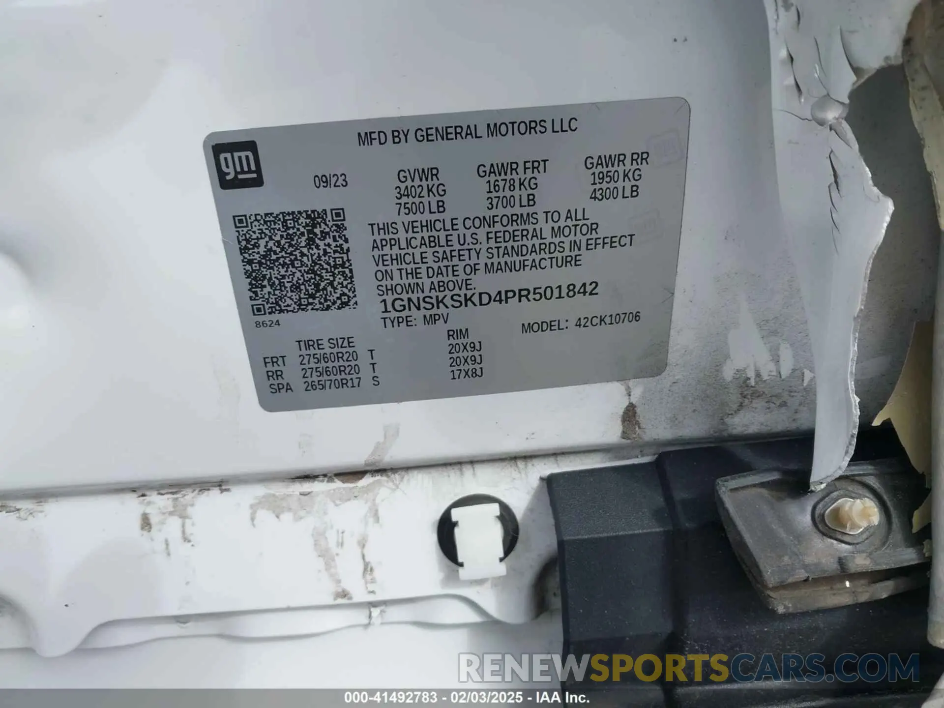 9 Photograph of a damaged car 1GNSKSKD4PR501842 CHEVROLET TAHOE 2023