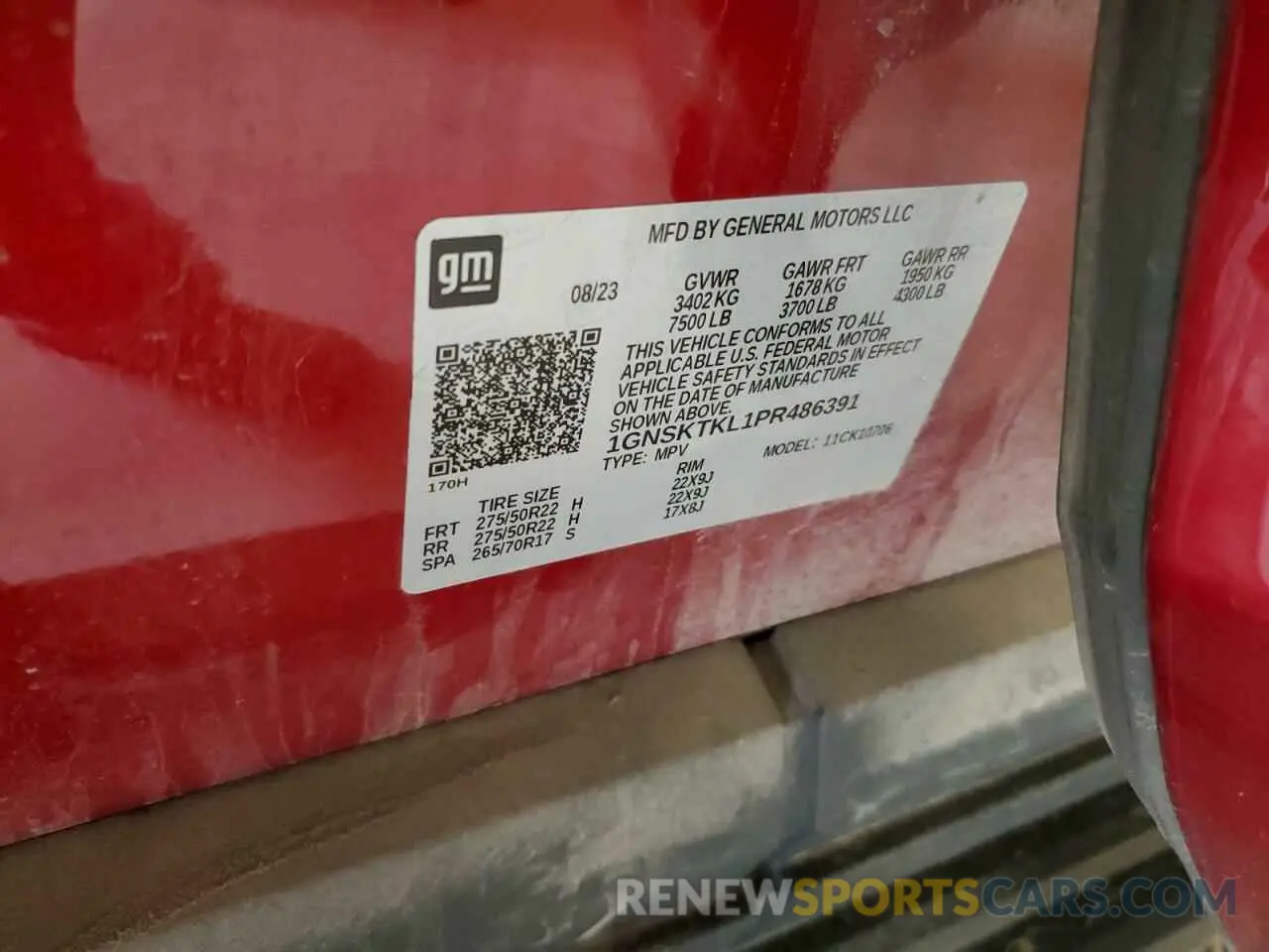 14 Photograph of a damaged car 1GNSKTKL1PR486391 CHEVROLET TAHOE 2023