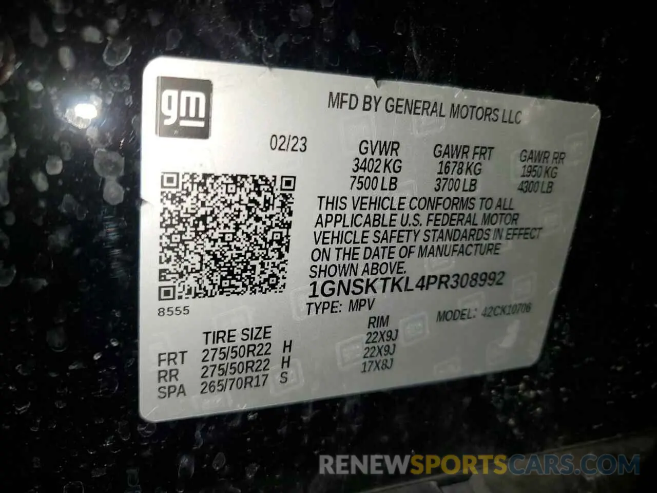 14 Photograph of a damaged car 1GNSKTKL4PR308992 CHEVROLET TAHOE 2023
