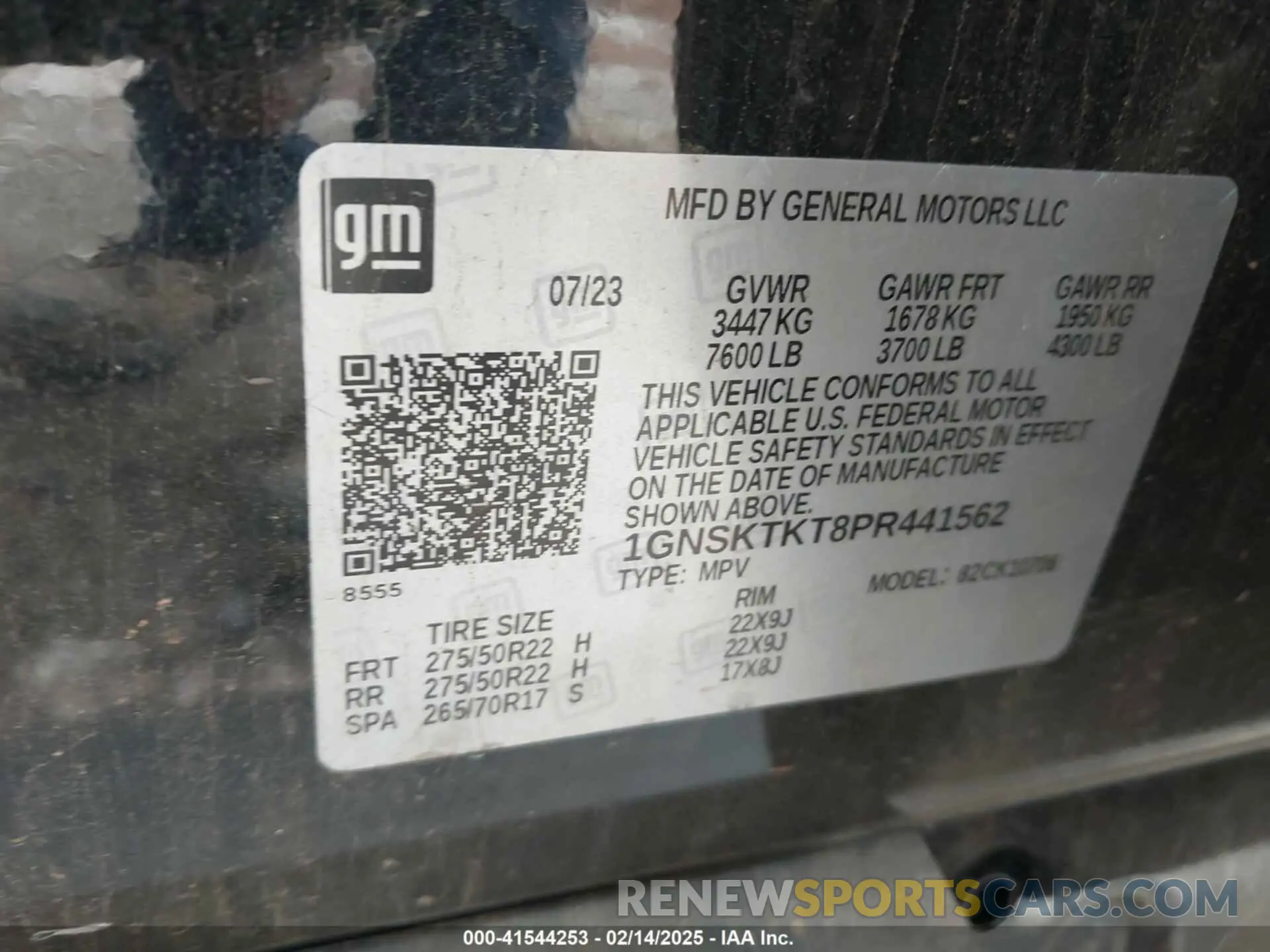 9 Photograph of a damaged car 1GNSKTKT8PR441562 CHEVROLET TAHOE 2023