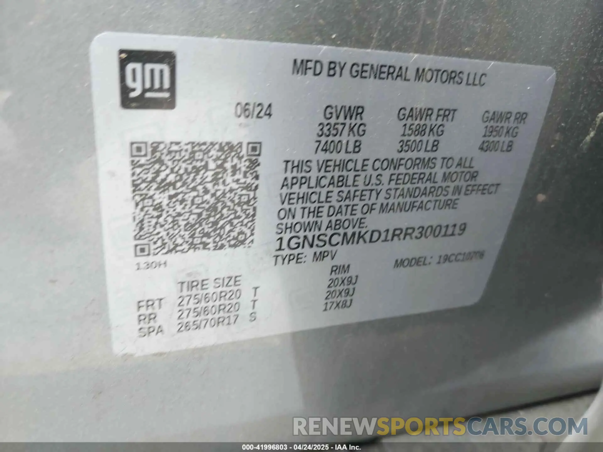 9 Photograph of a damaged car 1GNSCMKD1RR300119 CHEVROLET TAHOE 2024