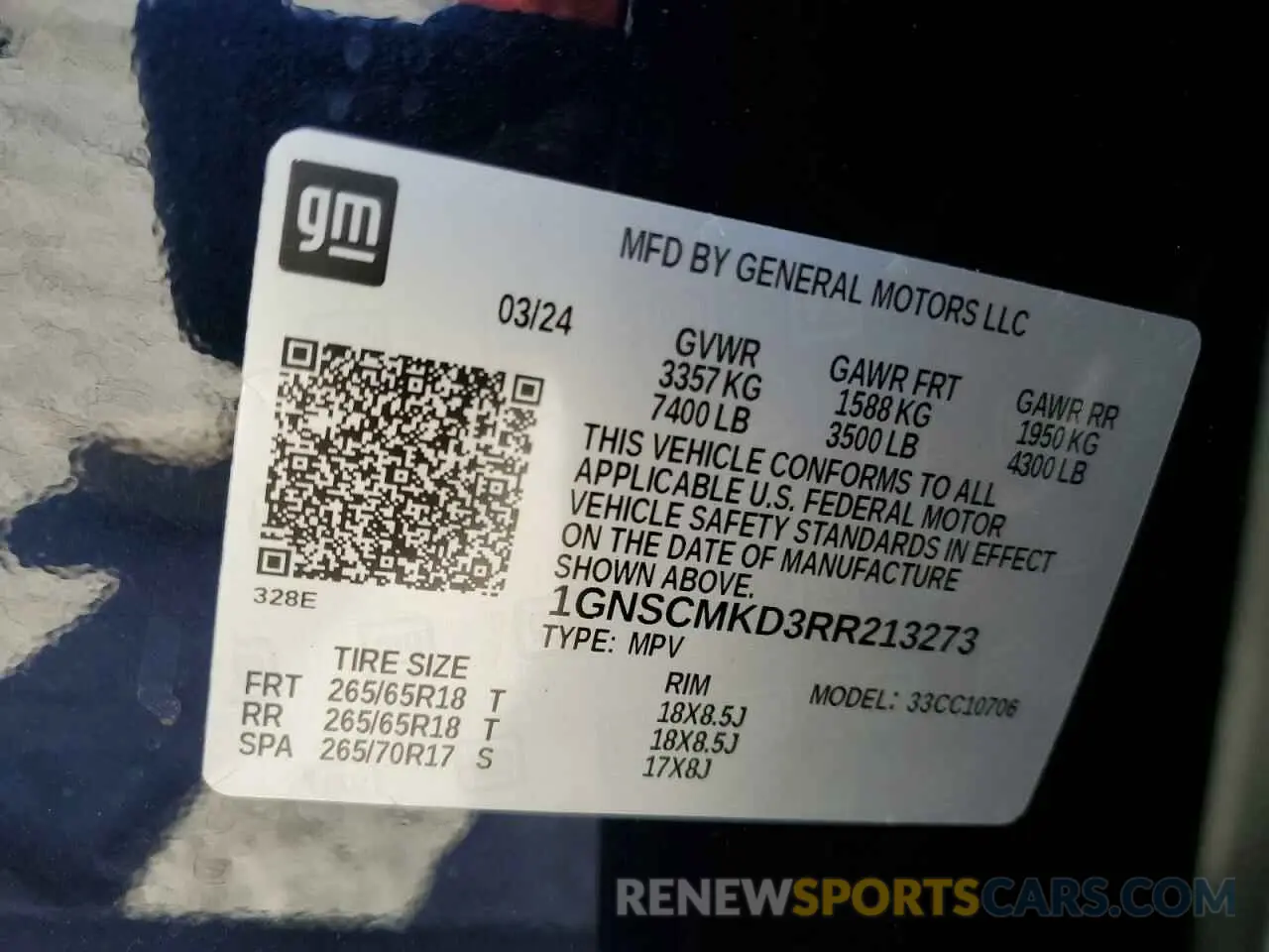 13 Photograph of a damaged car 1GNSCMKD3RR213273 CHEVROLET TAHOE 2024