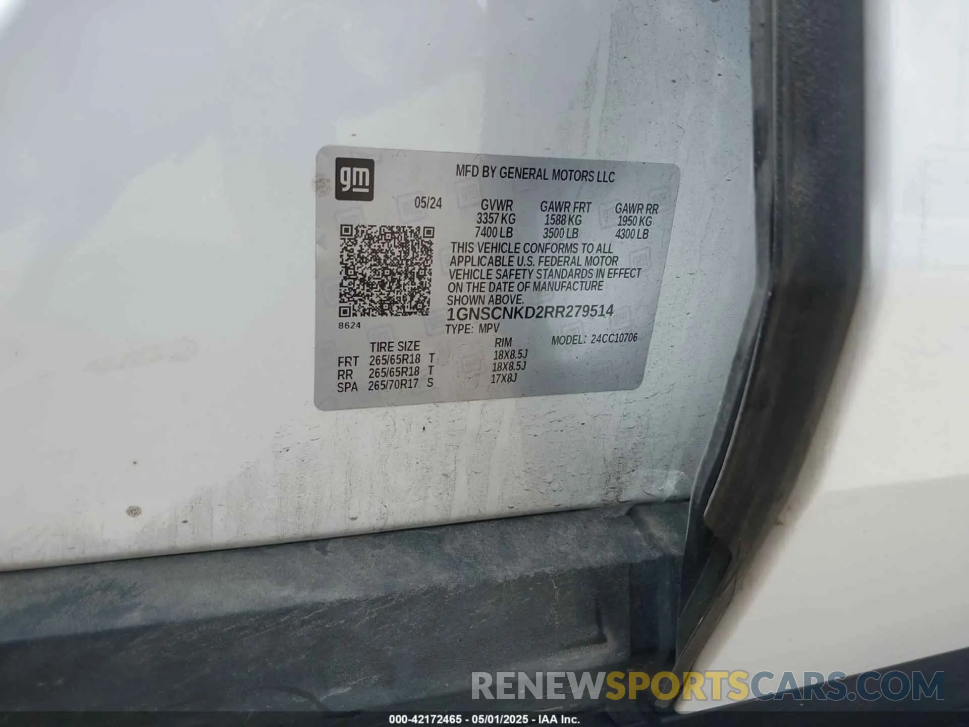 9 Photograph of a damaged car 1GNSCNKD2RR279514 CHEVROLET TAHOE 2024