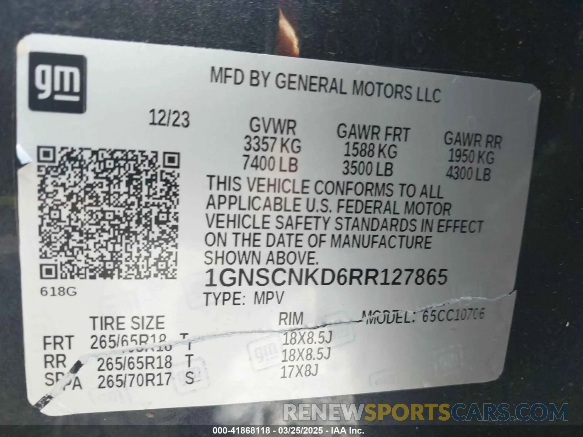 9 Photograph of a damaged car 1GNSCNKD6RR127865 CHEVROLET TAHOE 2024