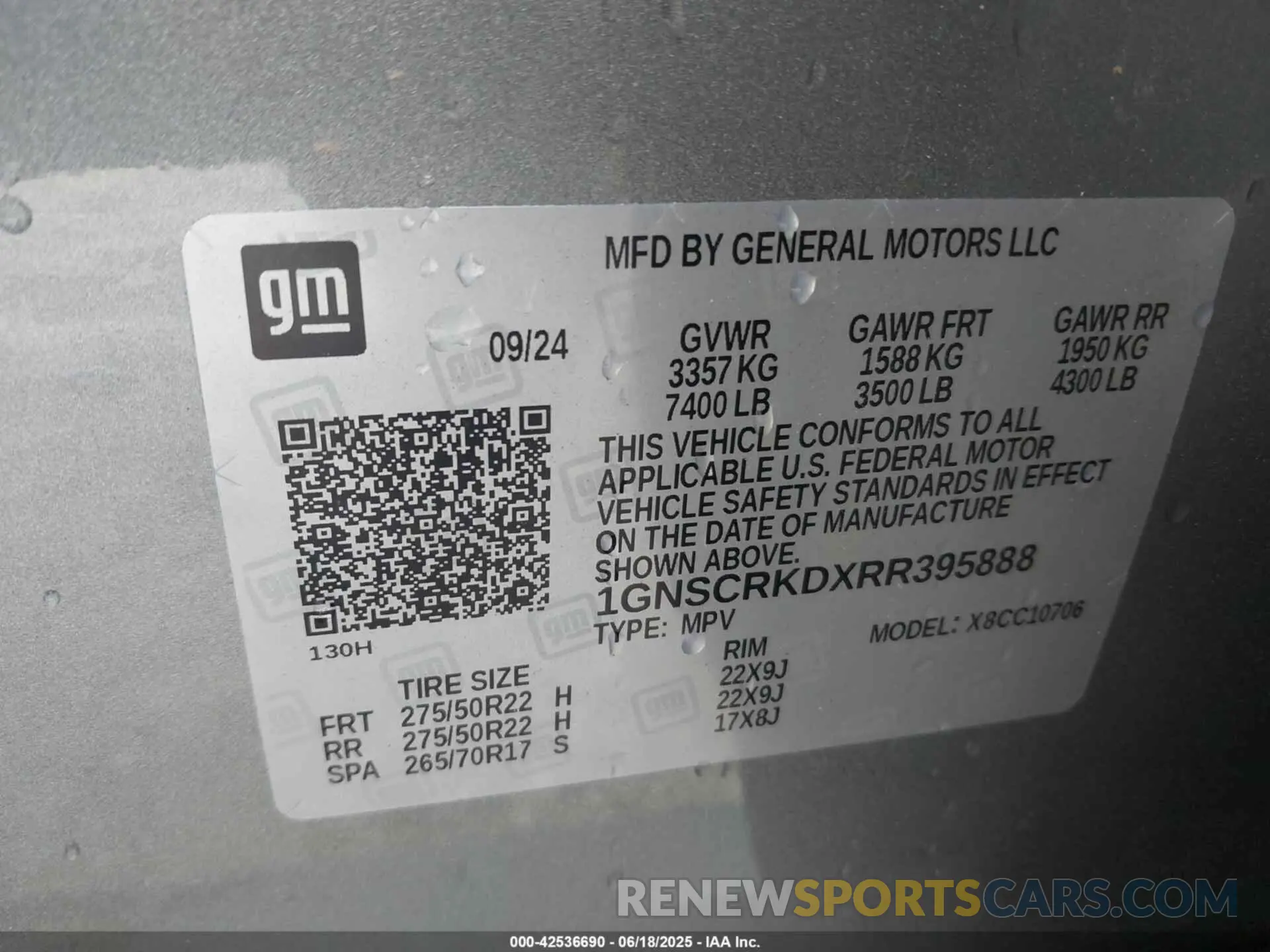9 Photograph of a damaged car 1GNSCRKDXRR395888 CHEVROLET TAHOE 2024