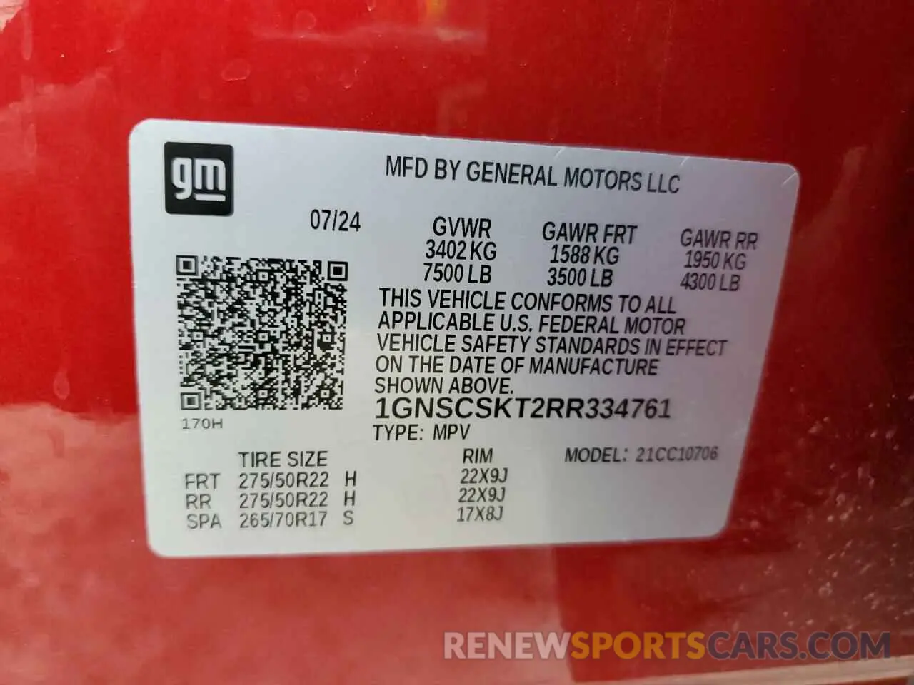 12 Photograph of a damaged car 1GNSCSKT2RR334761 CHEVROLET TAHOE 2024