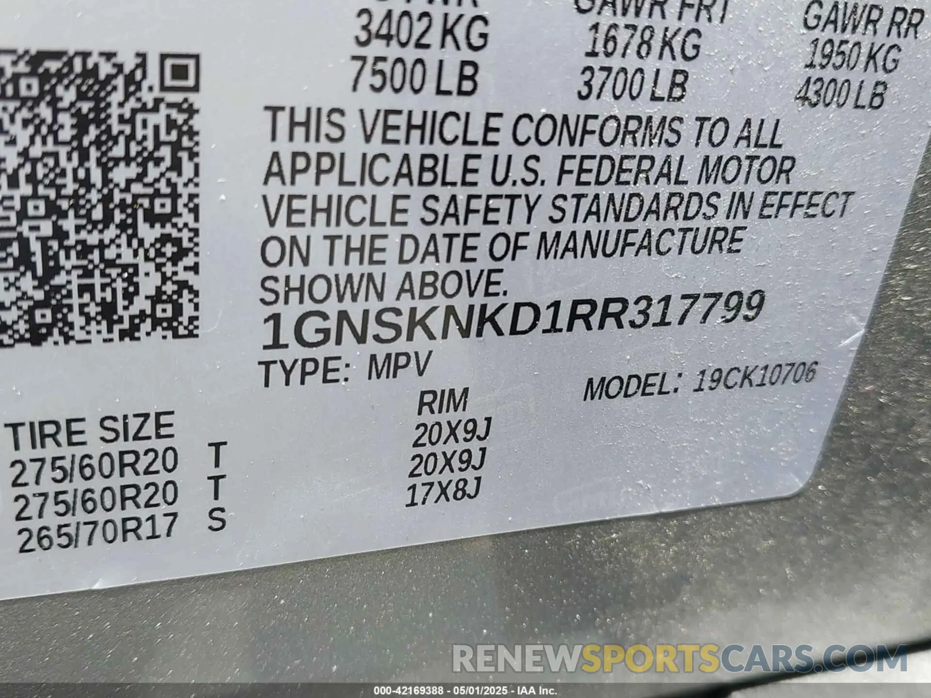 9 Photograph of a damaged car 1GNSKNKD1RR317799 CHEVROLET TAHOE 2024