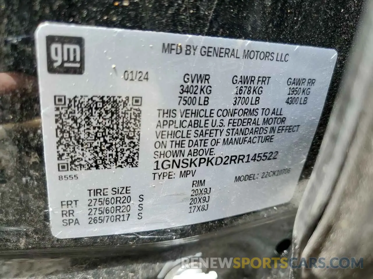 13 Photograph of a damaged car 1GNSKPKD2RR145522 CHEVROLET TAHOE 2024
