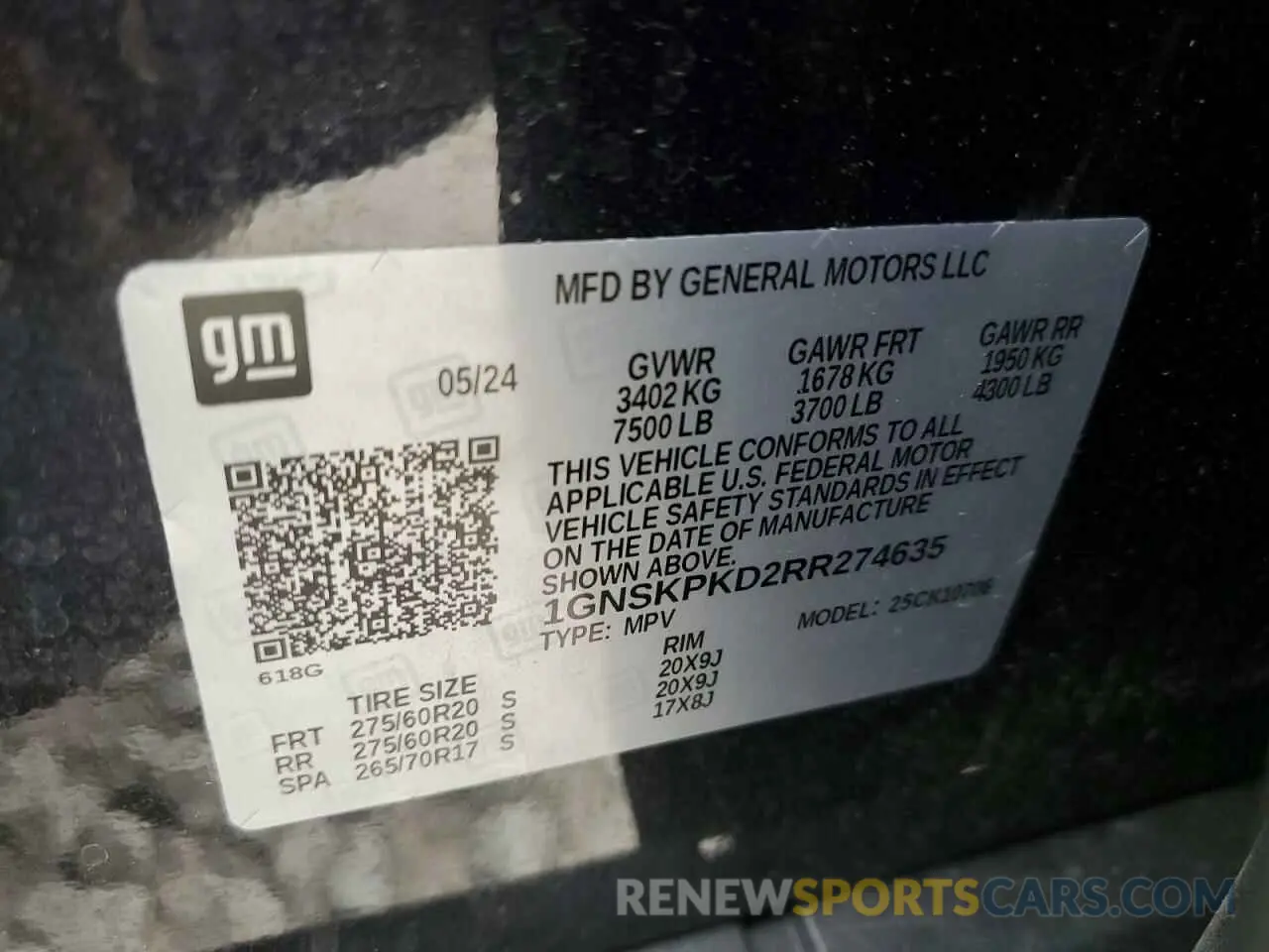 14 Photograph of a damaged car 1GNSKPKD2RR274635 CHEVROLET TAHOE 2024