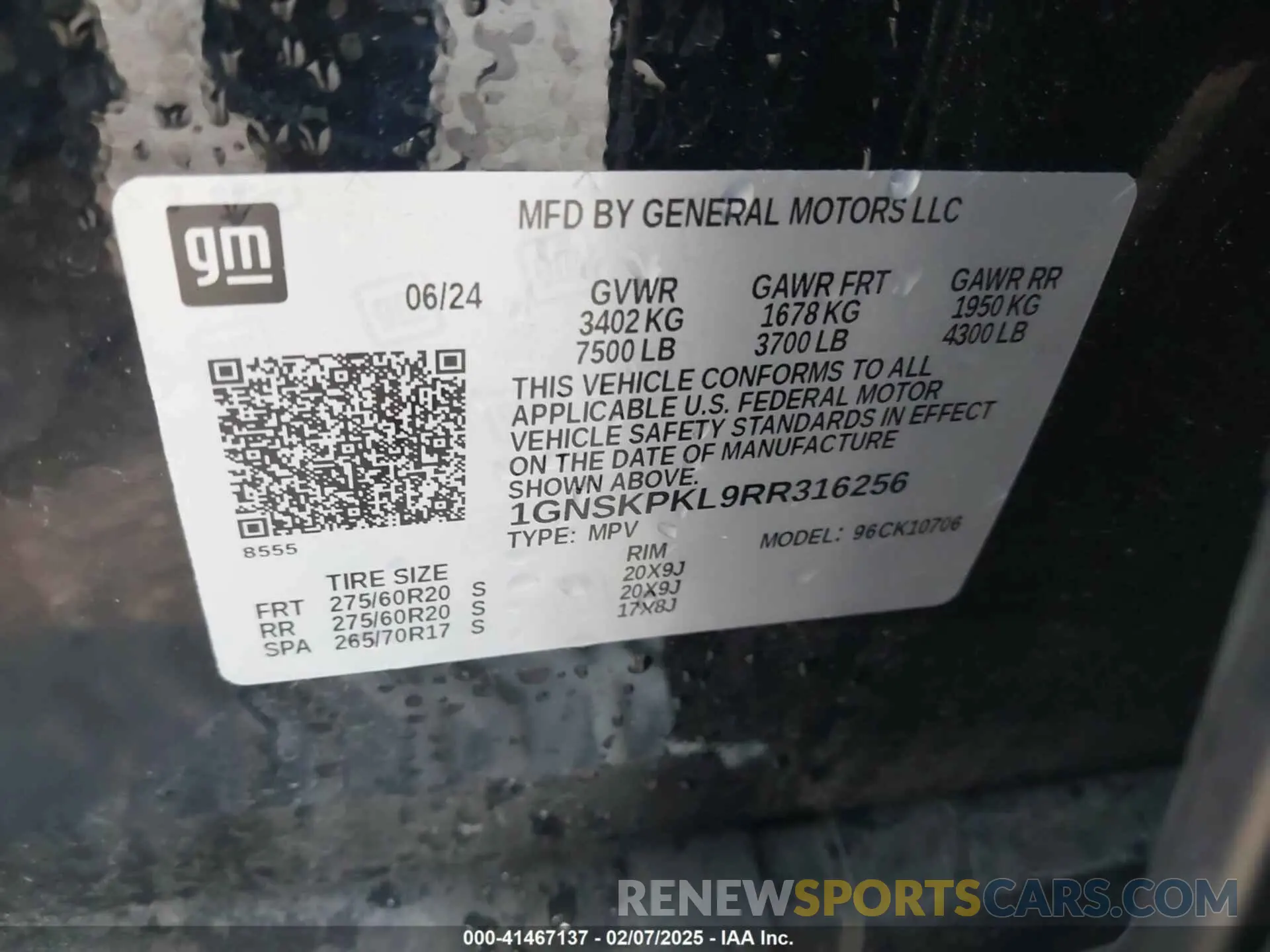 9 Photograph of a damaged car 1GNSKPKL9RR316256 CHEVROLET TAHOE 2024
