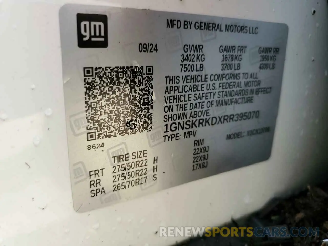 13 Photograph of a damaged car 1GNSKRKDXRR395070 CHEVROLET TAHOE 2024