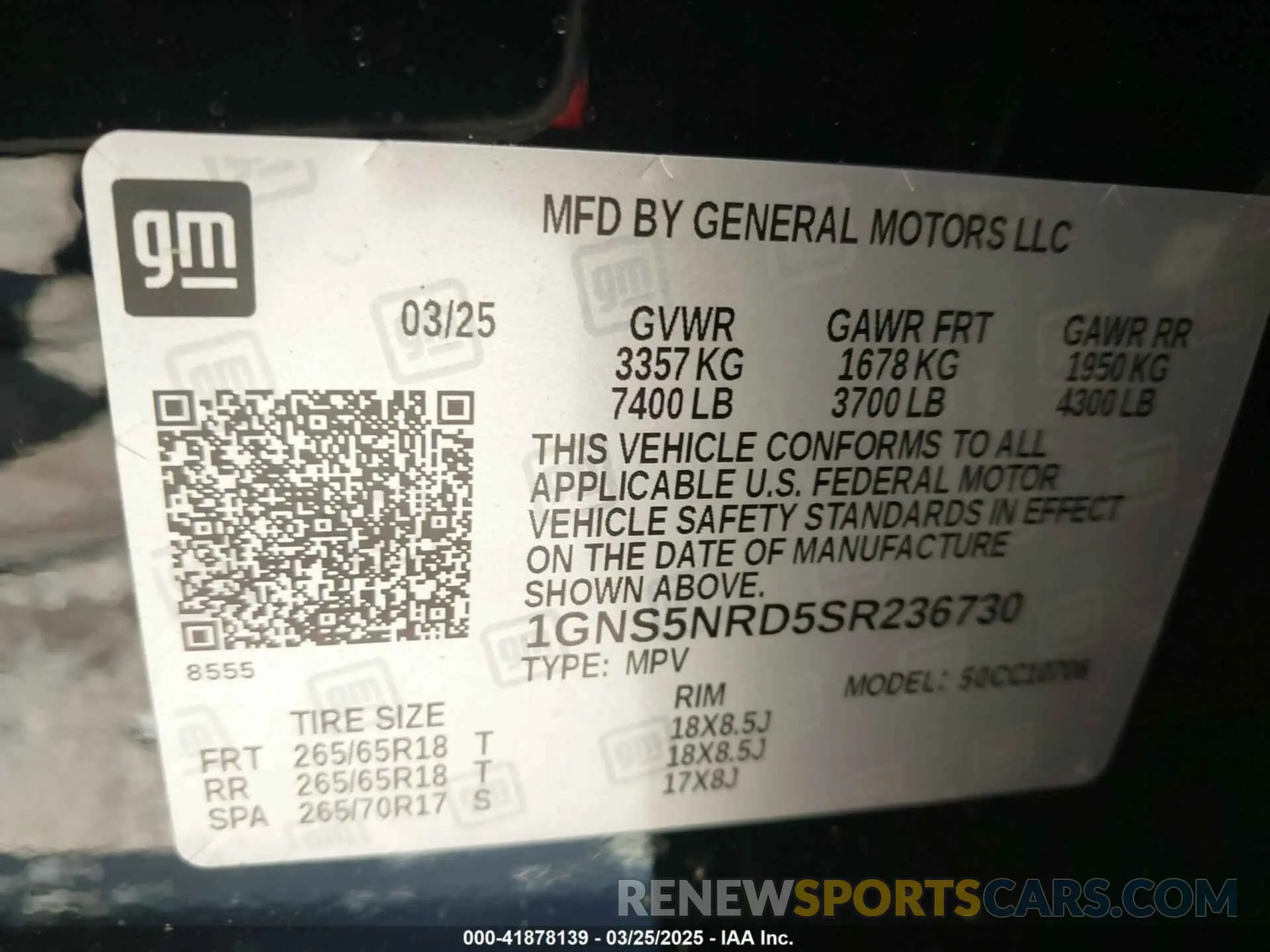 9 Photograph of a damaged car 1GNS5NRD5SR236730 CHEVROLET TAHOE 2025