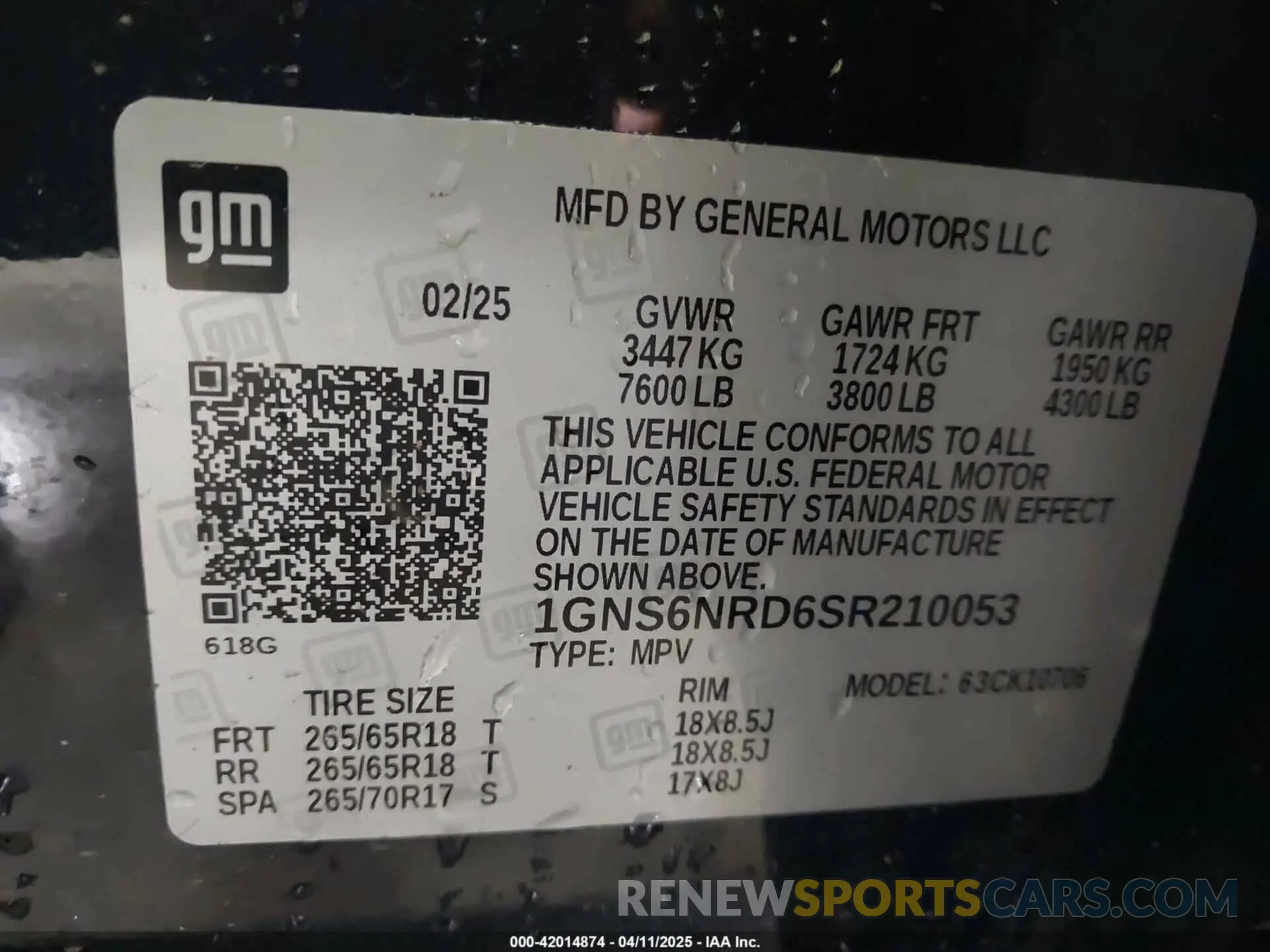 9 Photograph of a damaged car 1GNS6NRD6SR210053 CHEVROLET TAHOE 2025