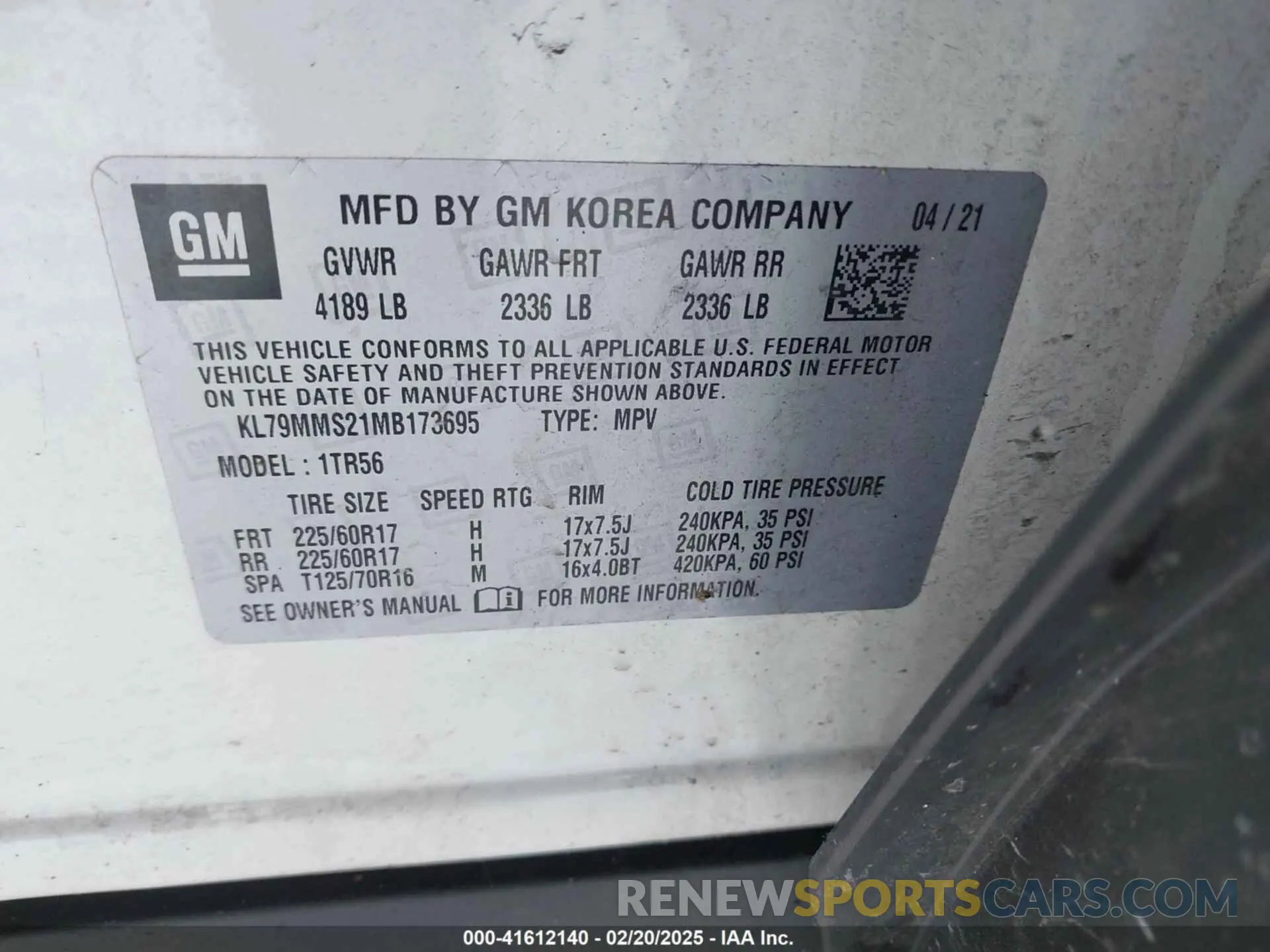 9 Photograph of a damaged car KL79MMS21MB173695 CHEVROLET TRAILBLAZER 2021