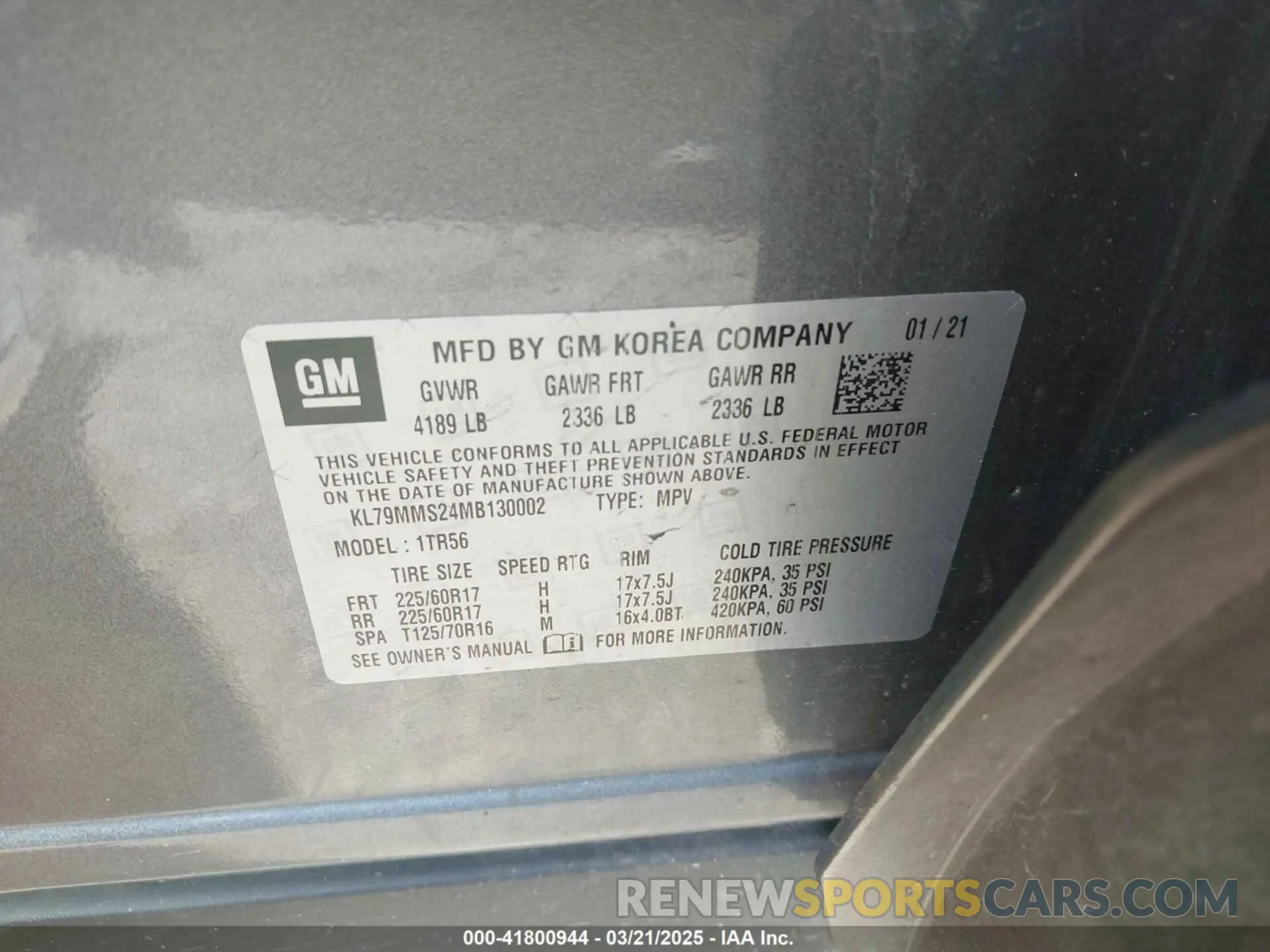 9 Photograph of a damaged car KL79MMS24MB130002 CHEVROLET TRAILBLAZER 2021