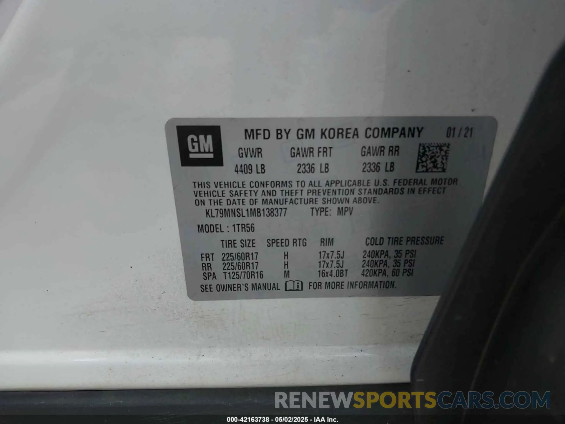 9 Photograph of a damaged car KL79MNSL1MB138377 CHEVROLET TRAILBLAZER 2021