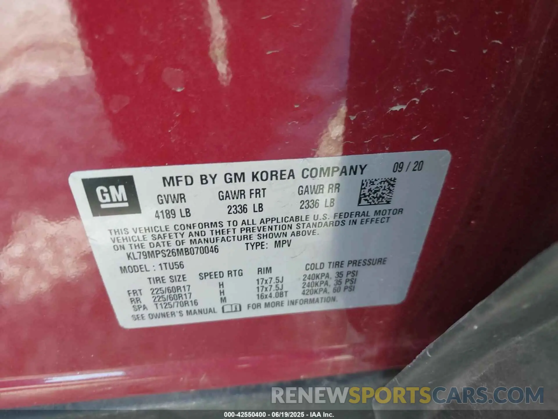 9 Photograph of a damaged car KL79MPS26MB070046 CHEVROLET TRAILBLAZER 2021