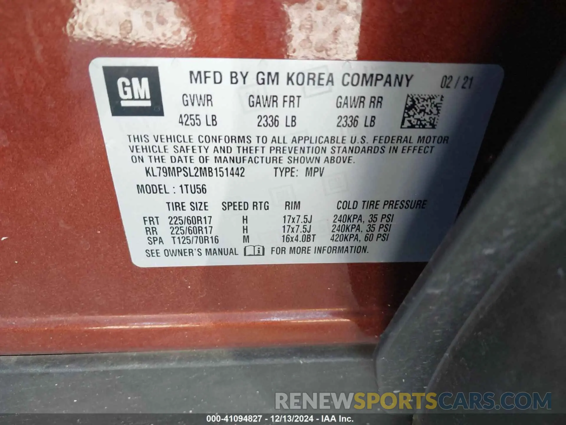 9 Photograph of a damaged car KL79MPSL2MB151442 CHEVROLET TRAILBLAZER 2021
