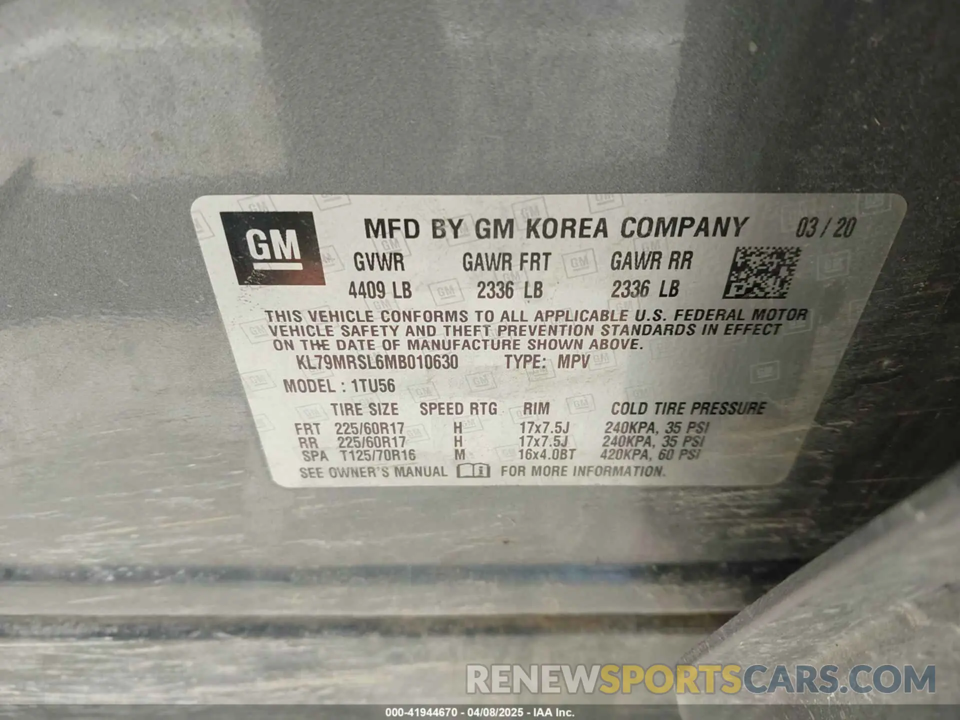 9 Photograph of a damaged car KL79MRSL6MB010630 CHEVROLET TRAILBLAZER 2021