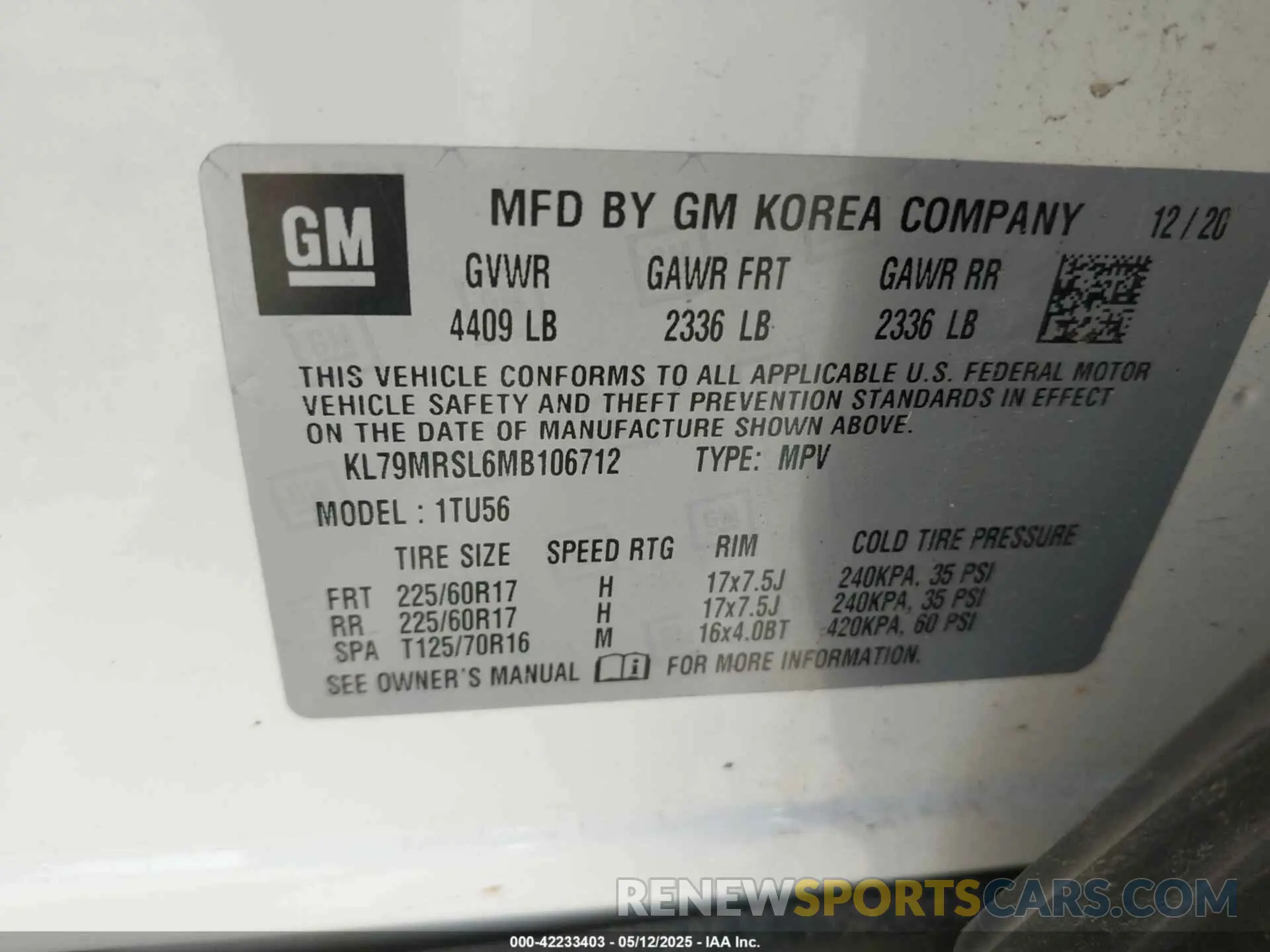 9 Photograph of a damaged car KL79MRSL6MB106712 CHEVROLET TRAILBLAZER 2021
