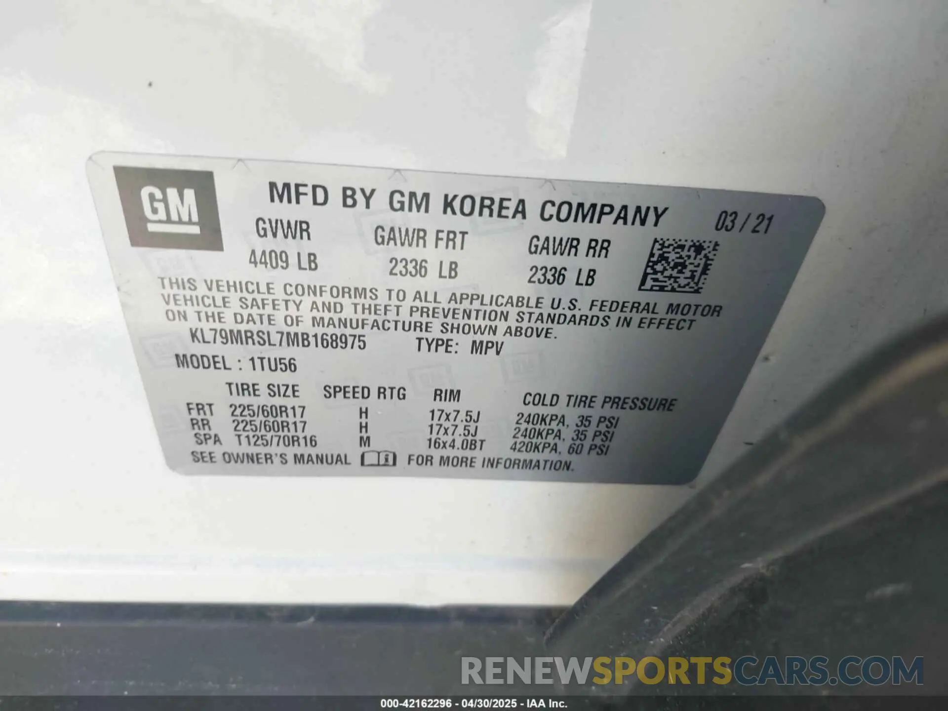 9 Photograph of a damaged car KL79MRSL7MB168975 CHEVROLET TRAILBLAZER 2021