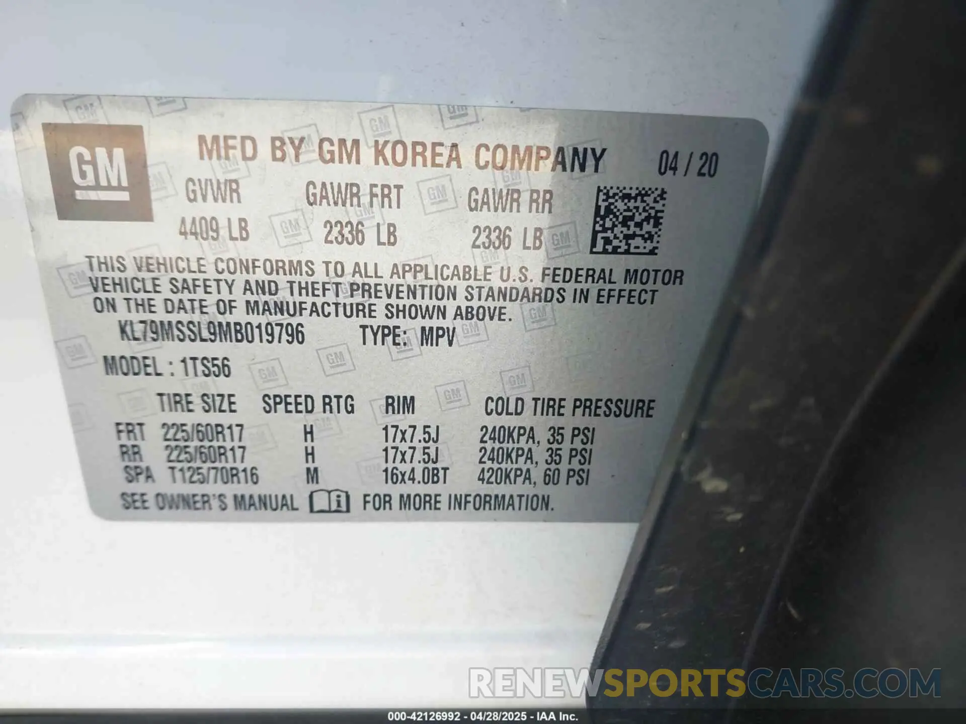 9 Photograph of a damaged car KL79MSSL9MB019796 CHEVROLET TRAILBLAZER 2021
