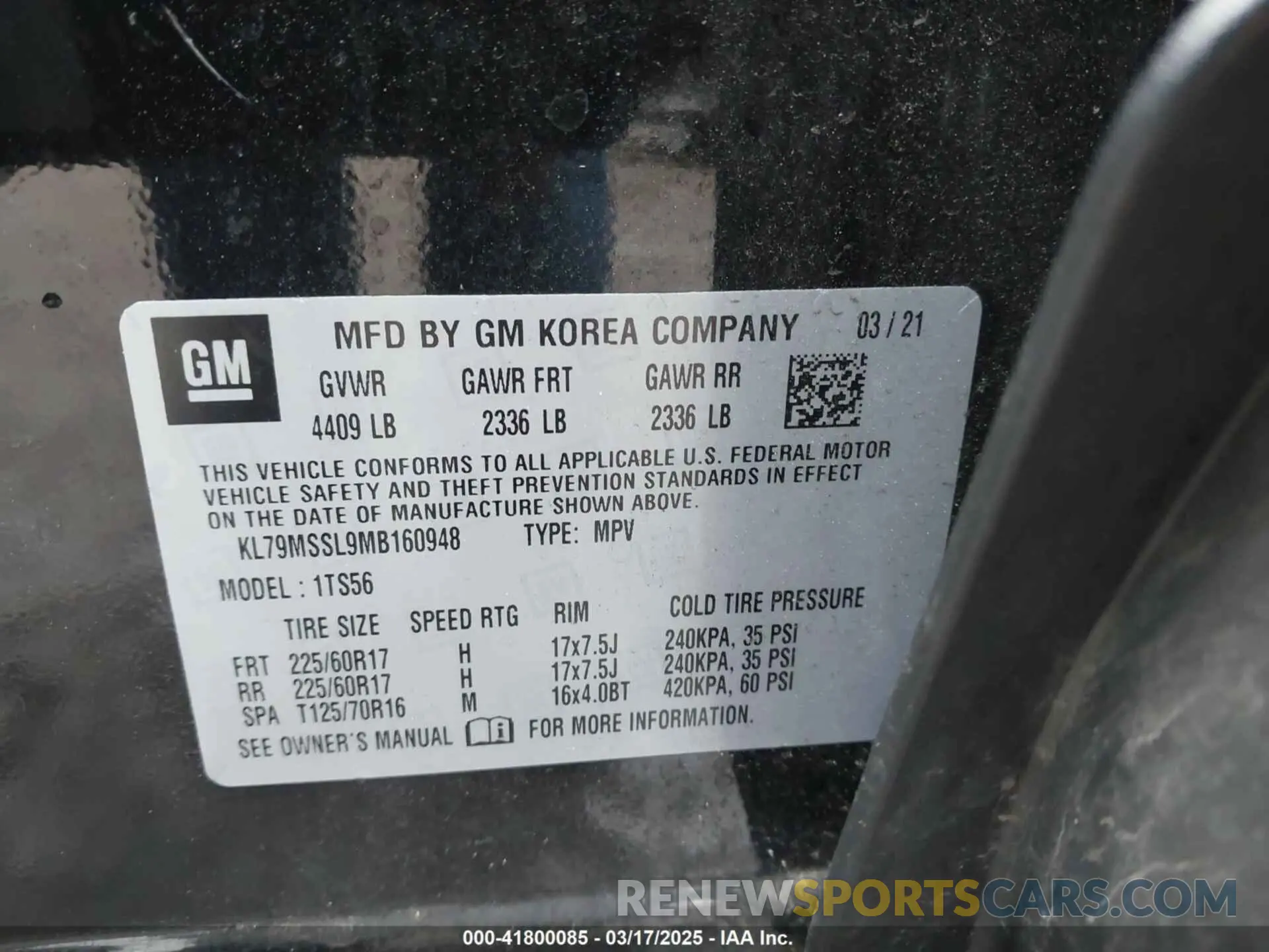 9 Photograph of a damaged car KL79MSSL9MB160948 CHEVROLET TRAILBLAZER 2021