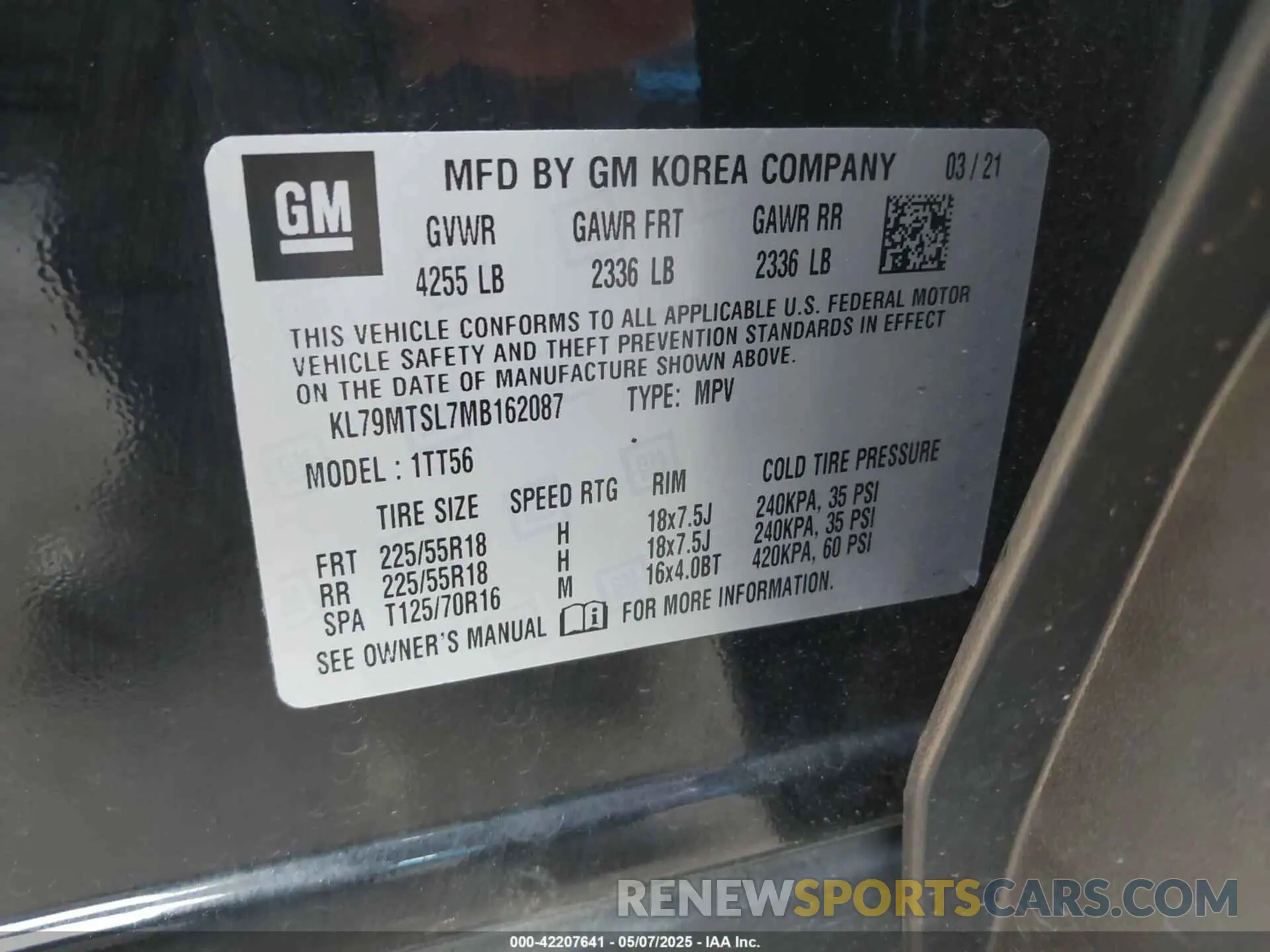9 Photograph of a damaged car KL79MTSL7MB162087 CHEVROLET TRAILBLAZER 2021