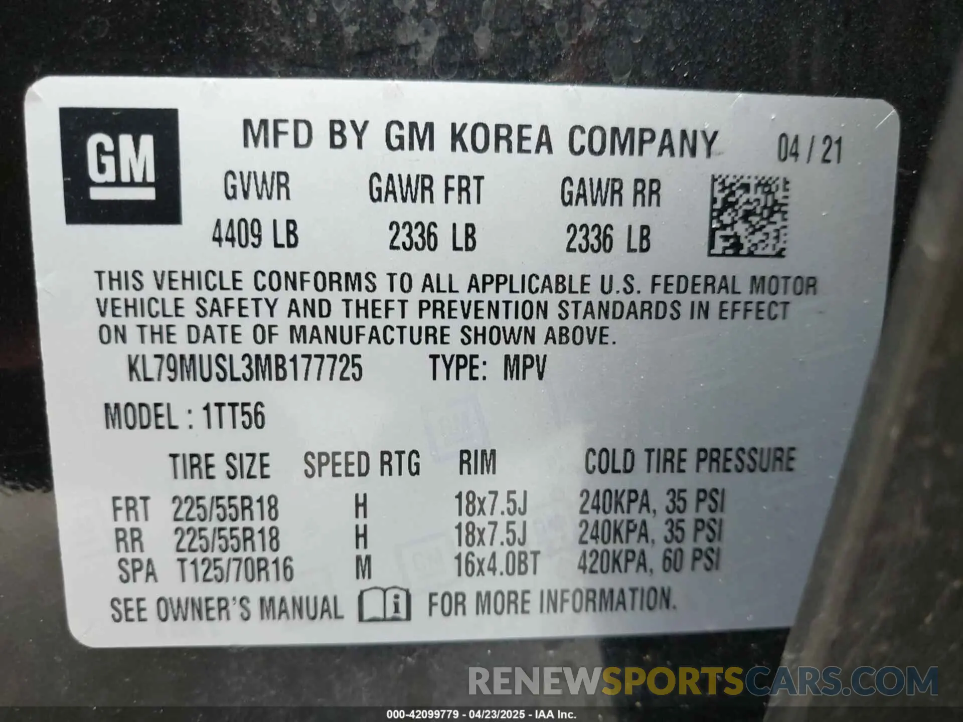 9 Photograph of a damaged car KL79MUSL3MB177725 CHEVROLET TRAILBLAZER 2021