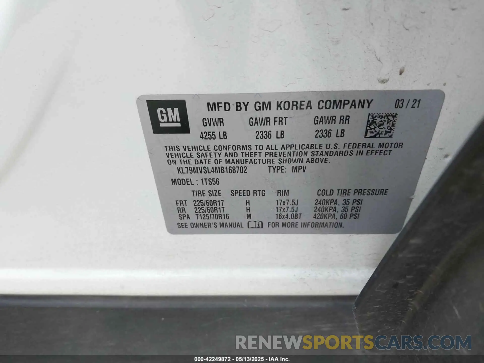 9 Photograph of a damaged car KL79MVSL4MB168702 CHEVROLET TRAILBLAZER 2021