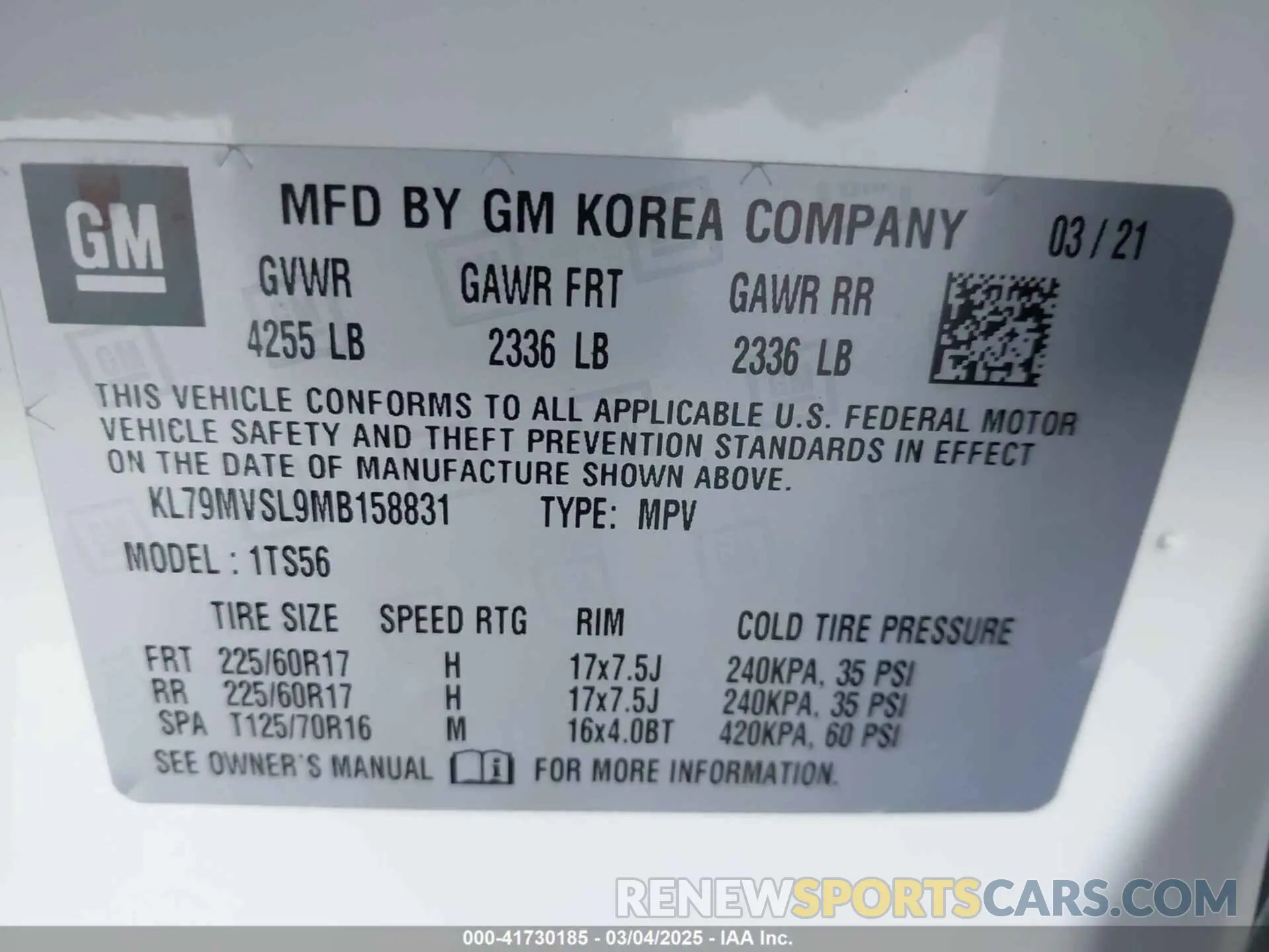 9 Photograph of a damaged car KL79MVSL9MB158831 CHEVROLET TRAILBLAZER 2021