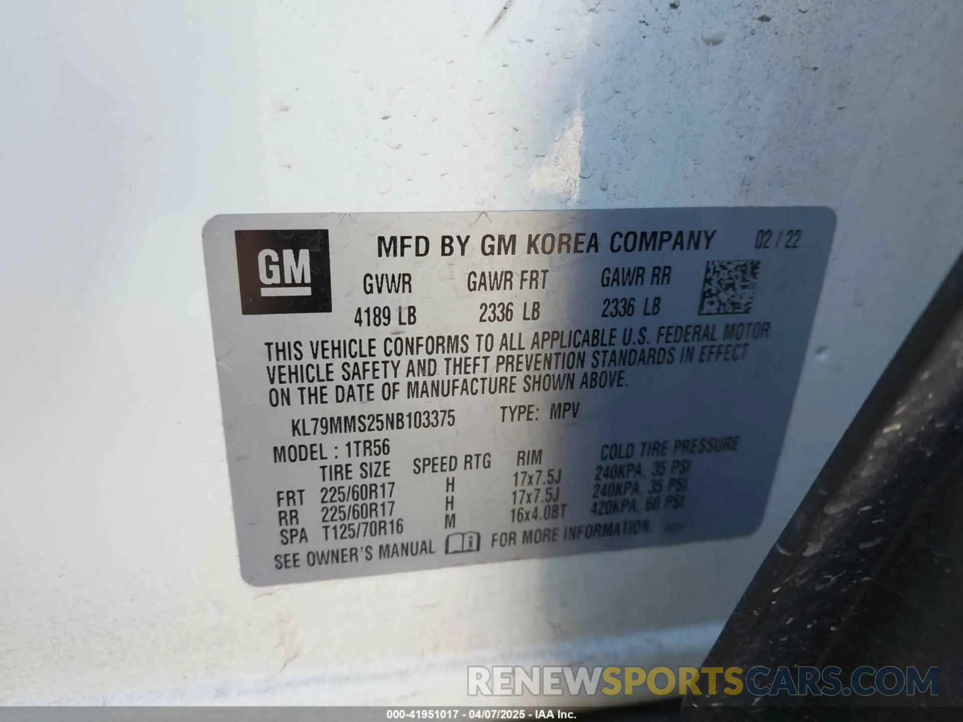 9 Photograph of a damaged car KL79MMS25NB103375 CHEVROLET TRAILBLAZER 2022