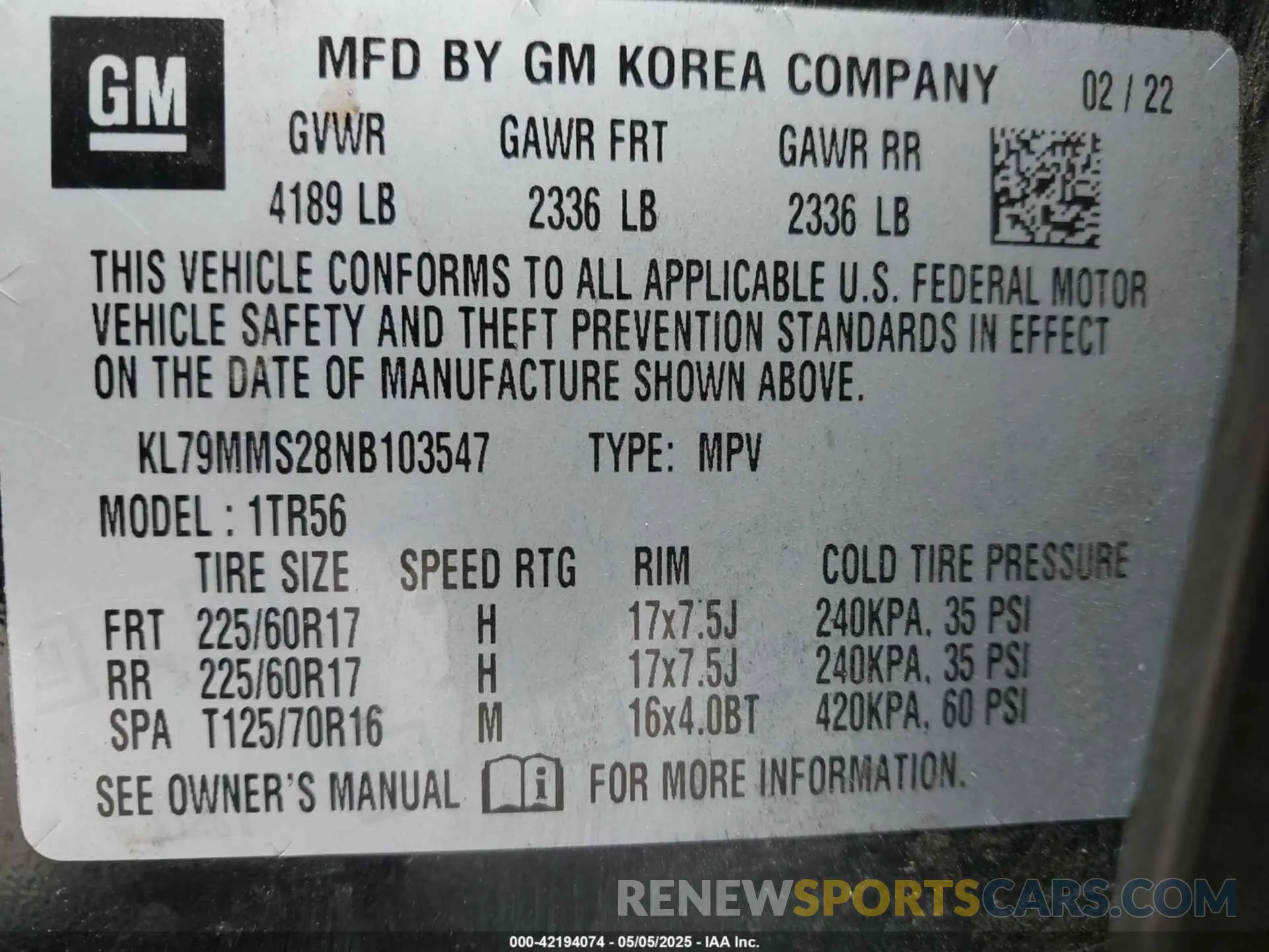 9 Photograph of a damaged car KL79MMS28NB103547 CHEVROLET TRAILBLAZER 2022