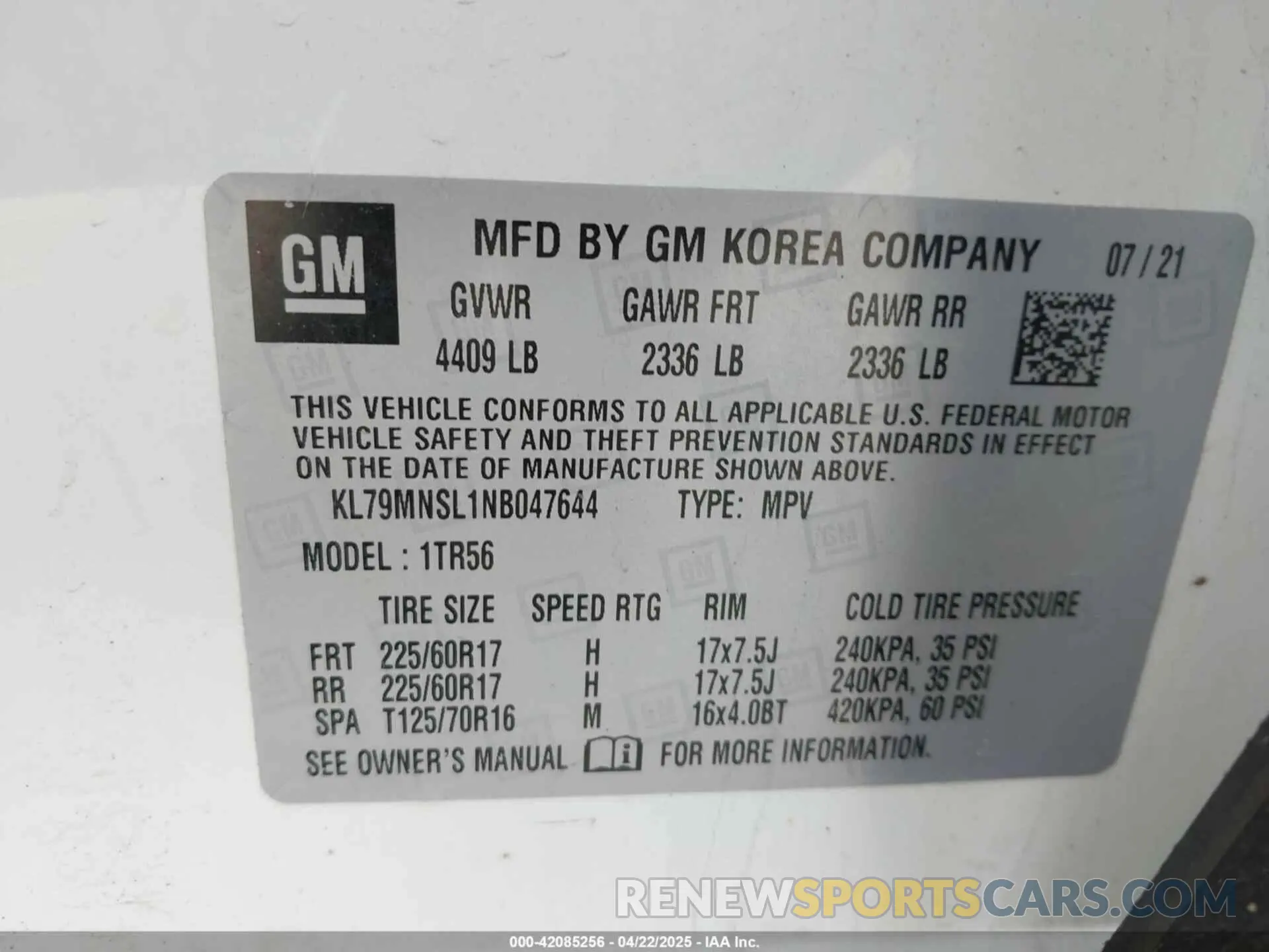 9 Photograph of a damaged car KL79MNSL1NB047644 CHEVROLET TRAILBLAZER 2022