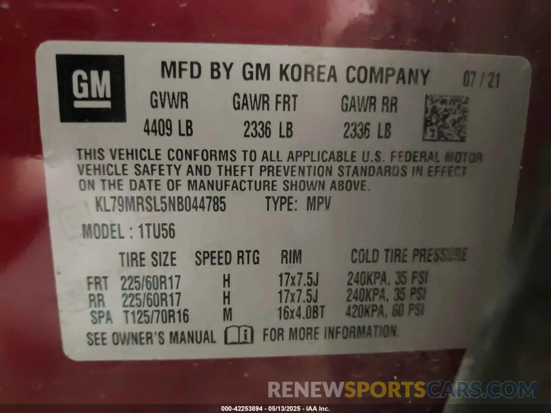 9 Photograph of a damaged car KL79MRSL5NB044785 CHEVROLET TRAILBLAZER 2022