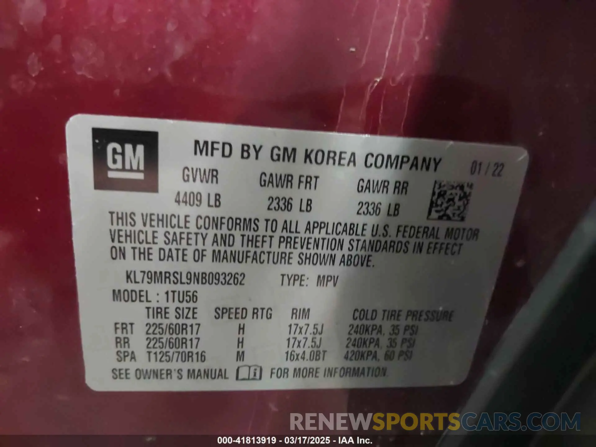 9 Photograph of a damaged car KL79MRSL9NB093262 CHEVROLET TRAILBLAZER 2022