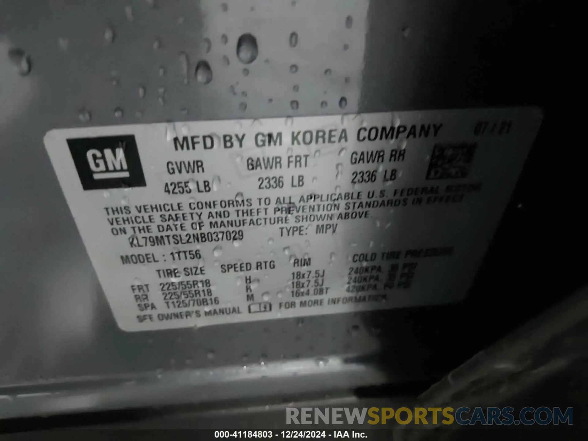 9 Photograph of a damaged car KL79MTSL2NB037029 CHEVROLET TRAILBLAZER 2022