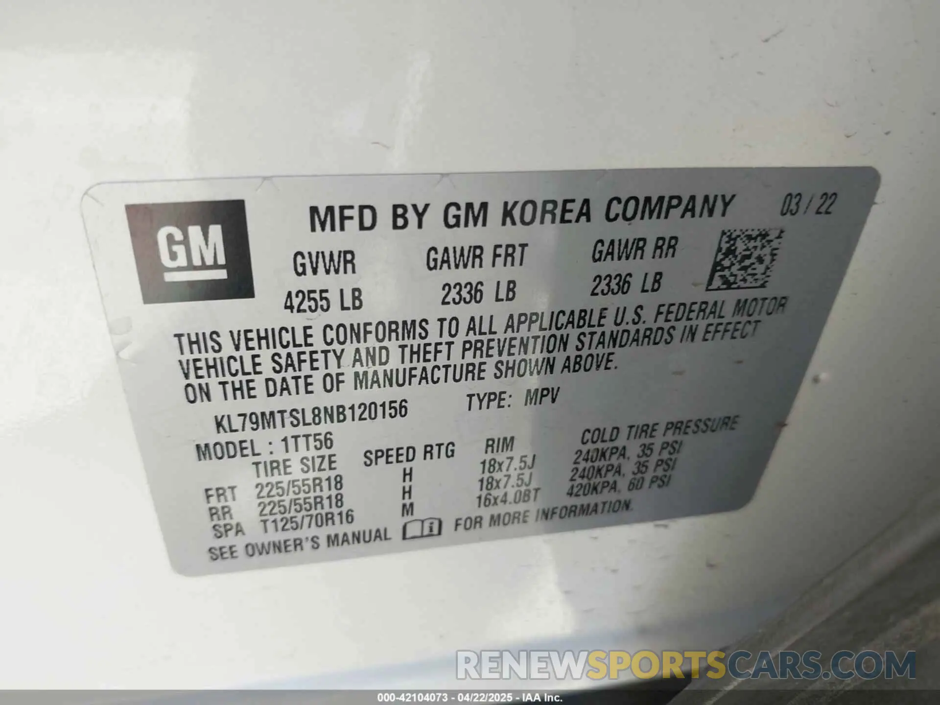 9 Photograph of a damaged car KL79MTSL8NB120156 CHEVROLET TRAILBLAZER 2022