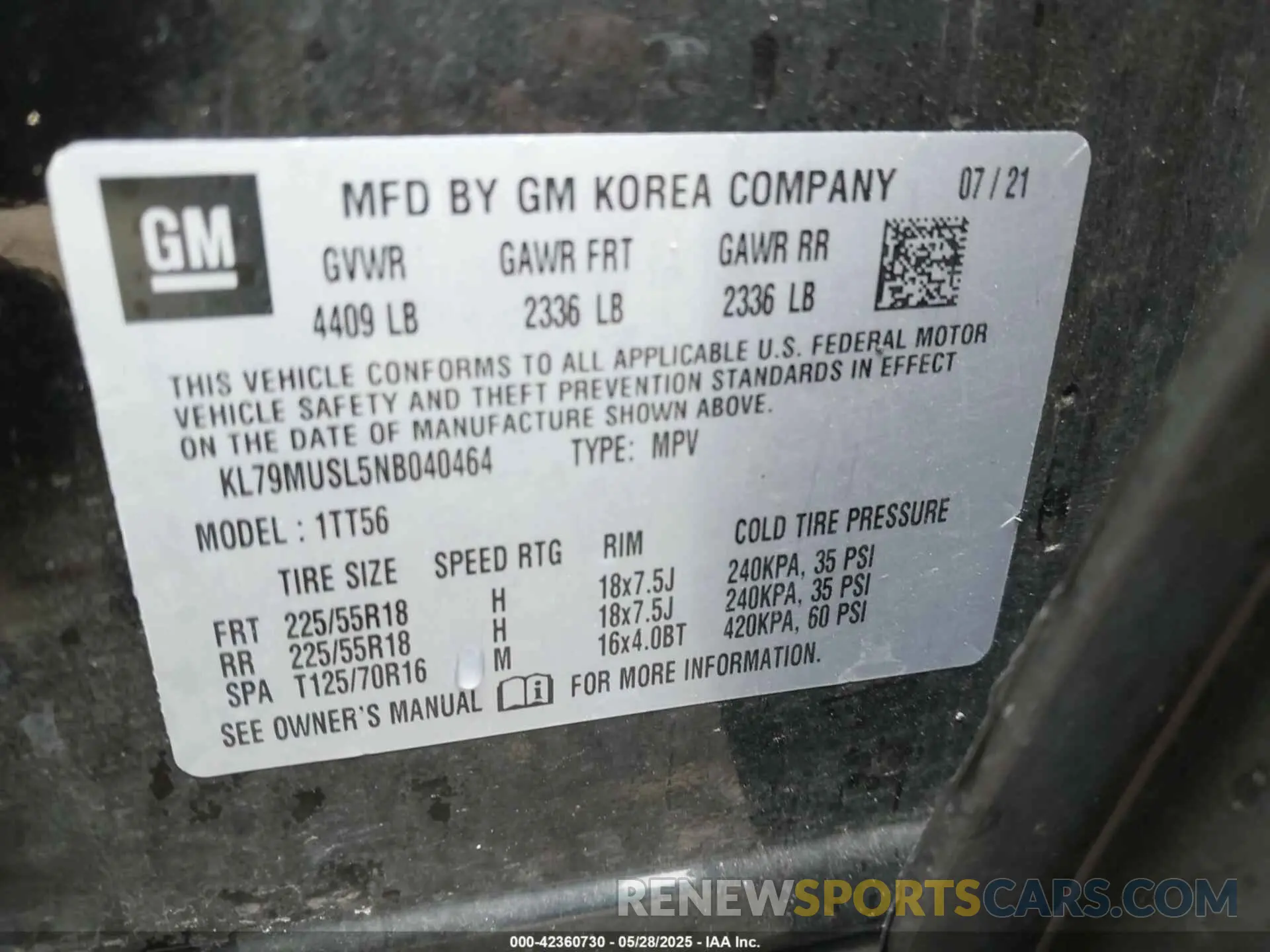 9 Photograph of a damaged car KL79MUSL5NB040464 CHEVROLET TRAILBLAZER 2022