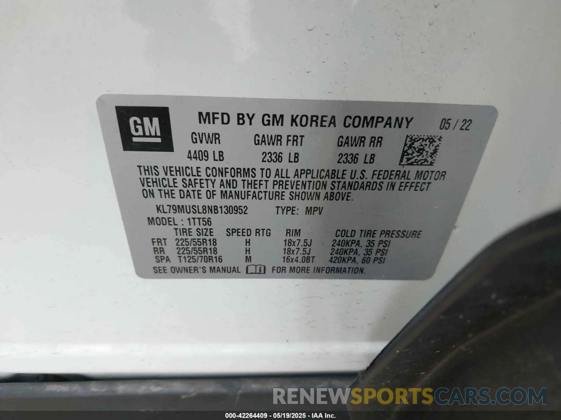 9 Photograph of a damaged car KL79MUSL8NB130952 CHEVROLET TRAILBLAZER 2022