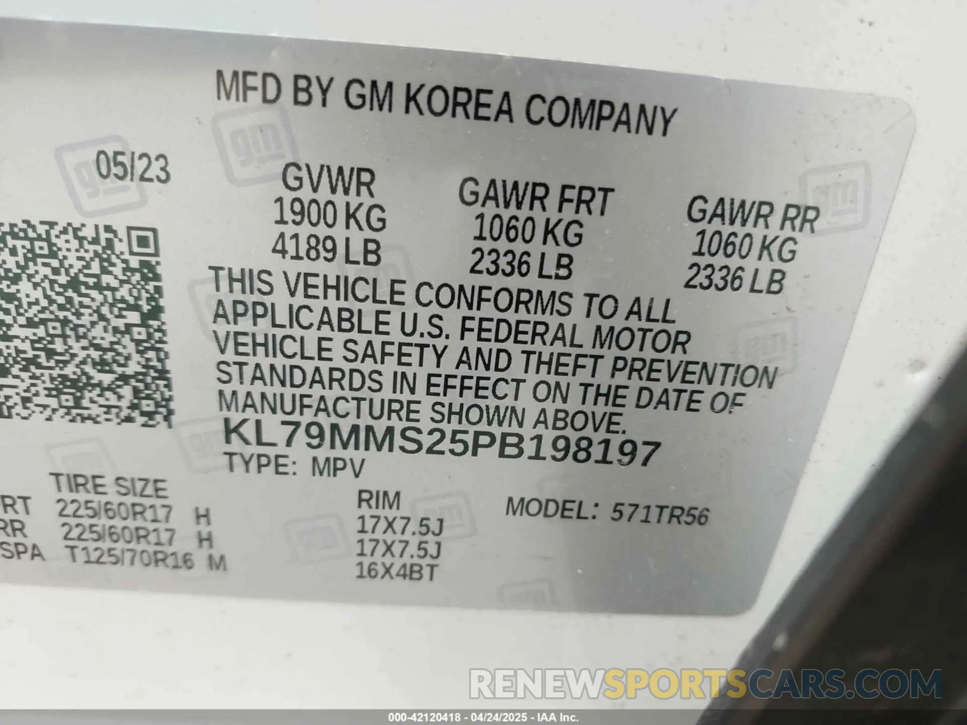 9 Photograph of a damaged car KL79MMS25PB198197 CHEVROLET TRAILBLAZER 2023