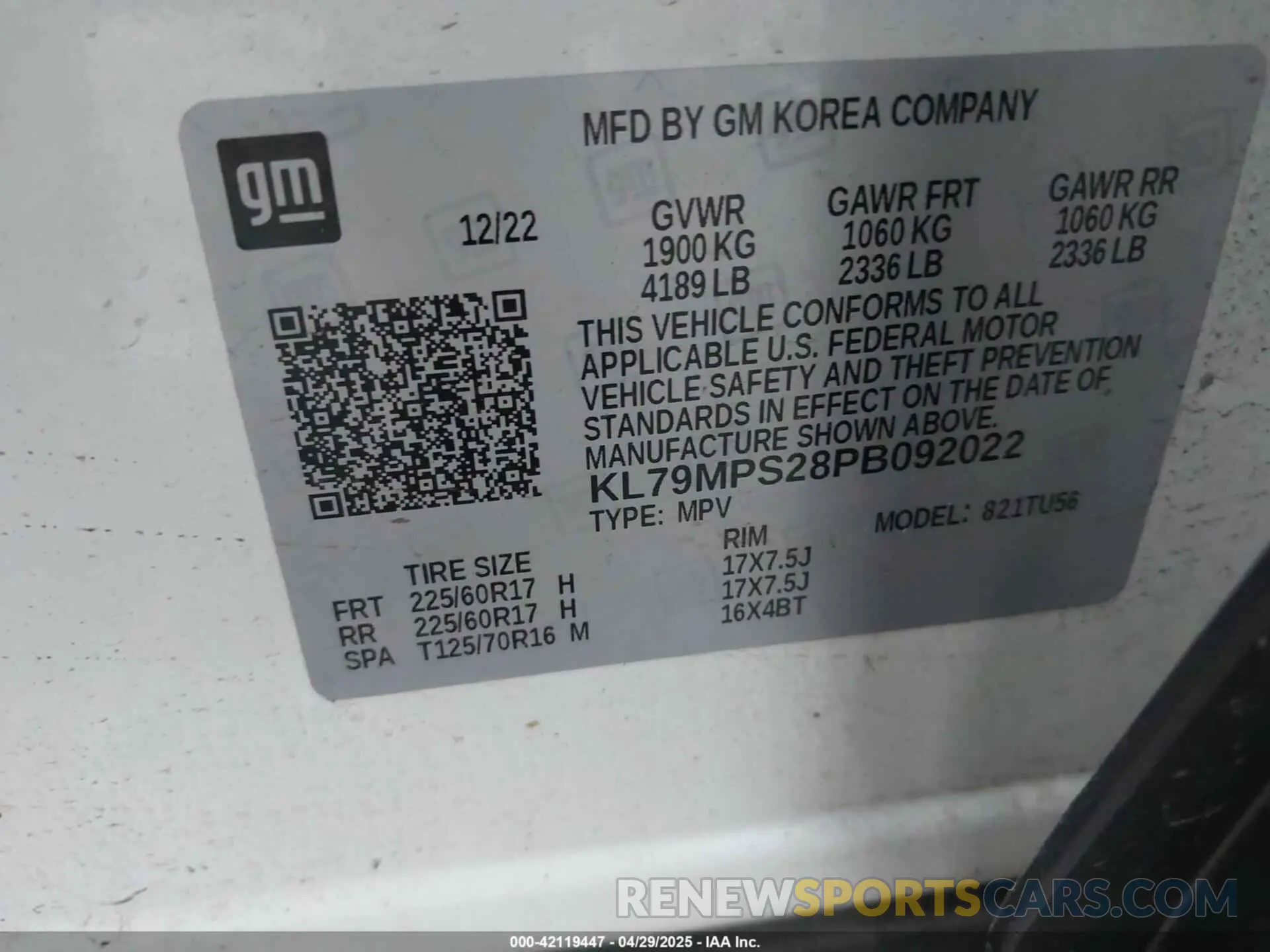 9 Photograph of a damaged car KL79MPS28PB092022 CHEVROLET TRAILBLAZER 2023