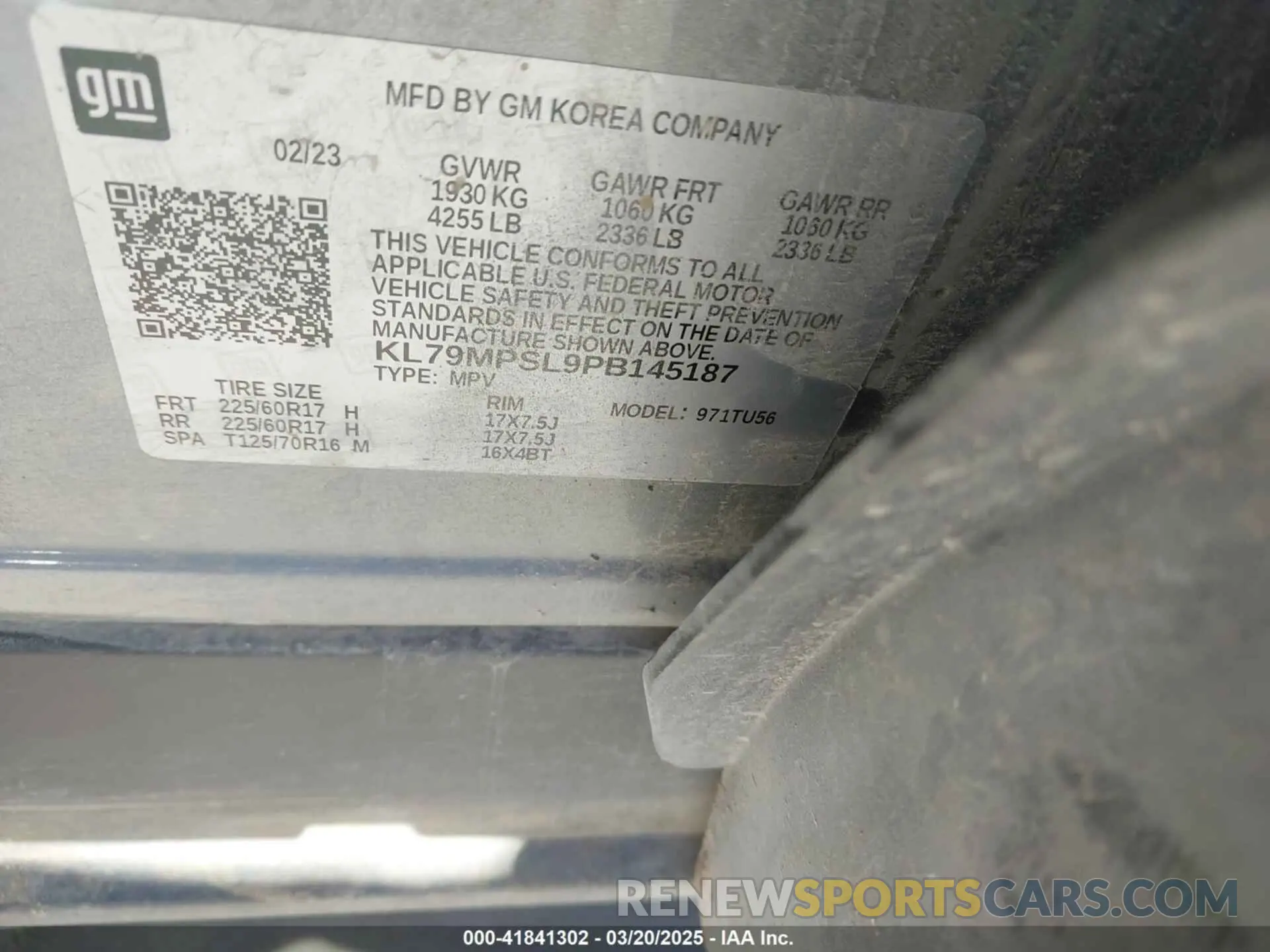 9 Photograph of a damaged car KL79MPSL9PB145187 CHEVROLET TRAILBLAZER 2023