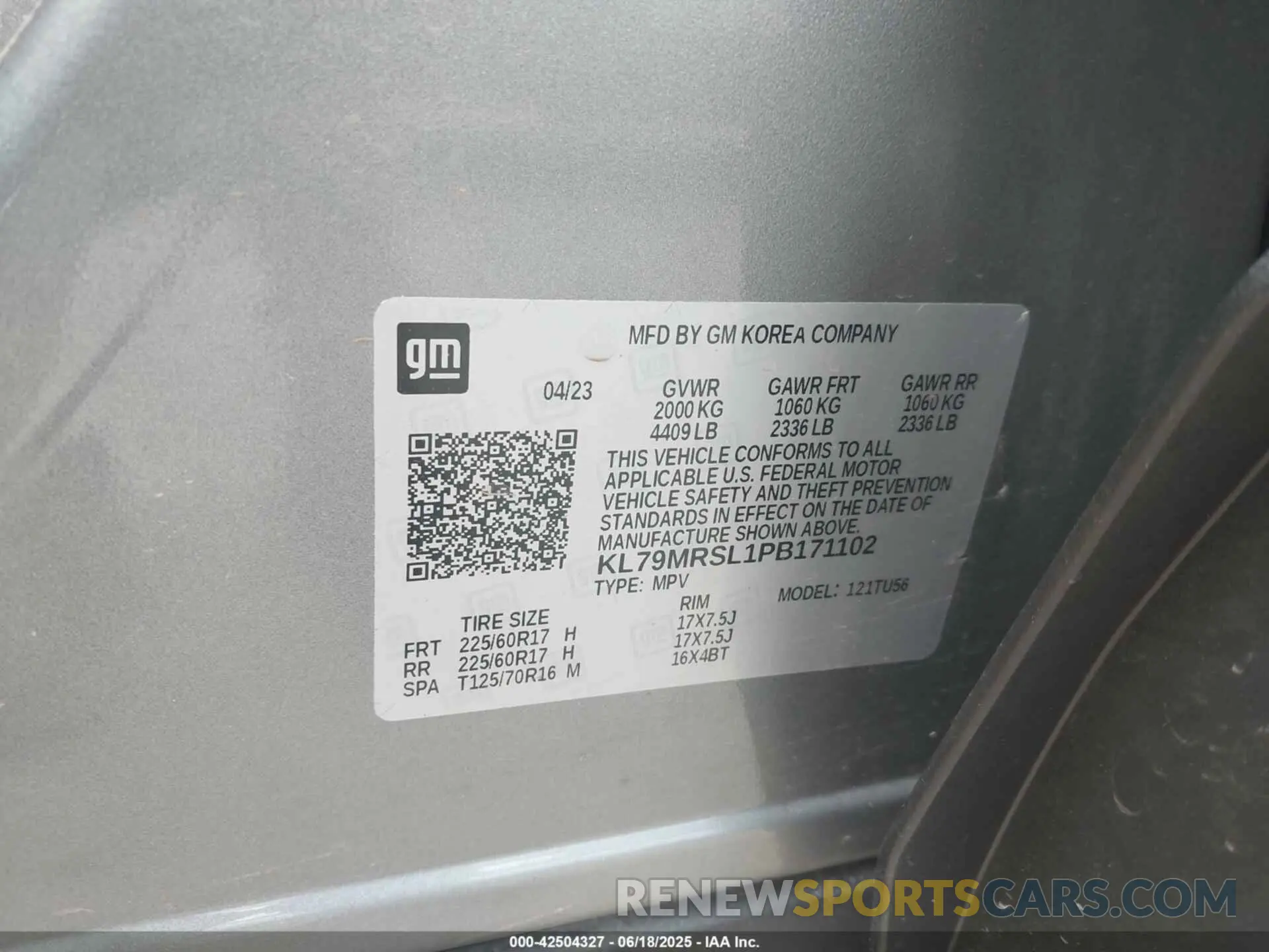 9 Photograph of a damaged car KL79MRSL1PB171102 CHEVROLET TRAILBLAZER 2023