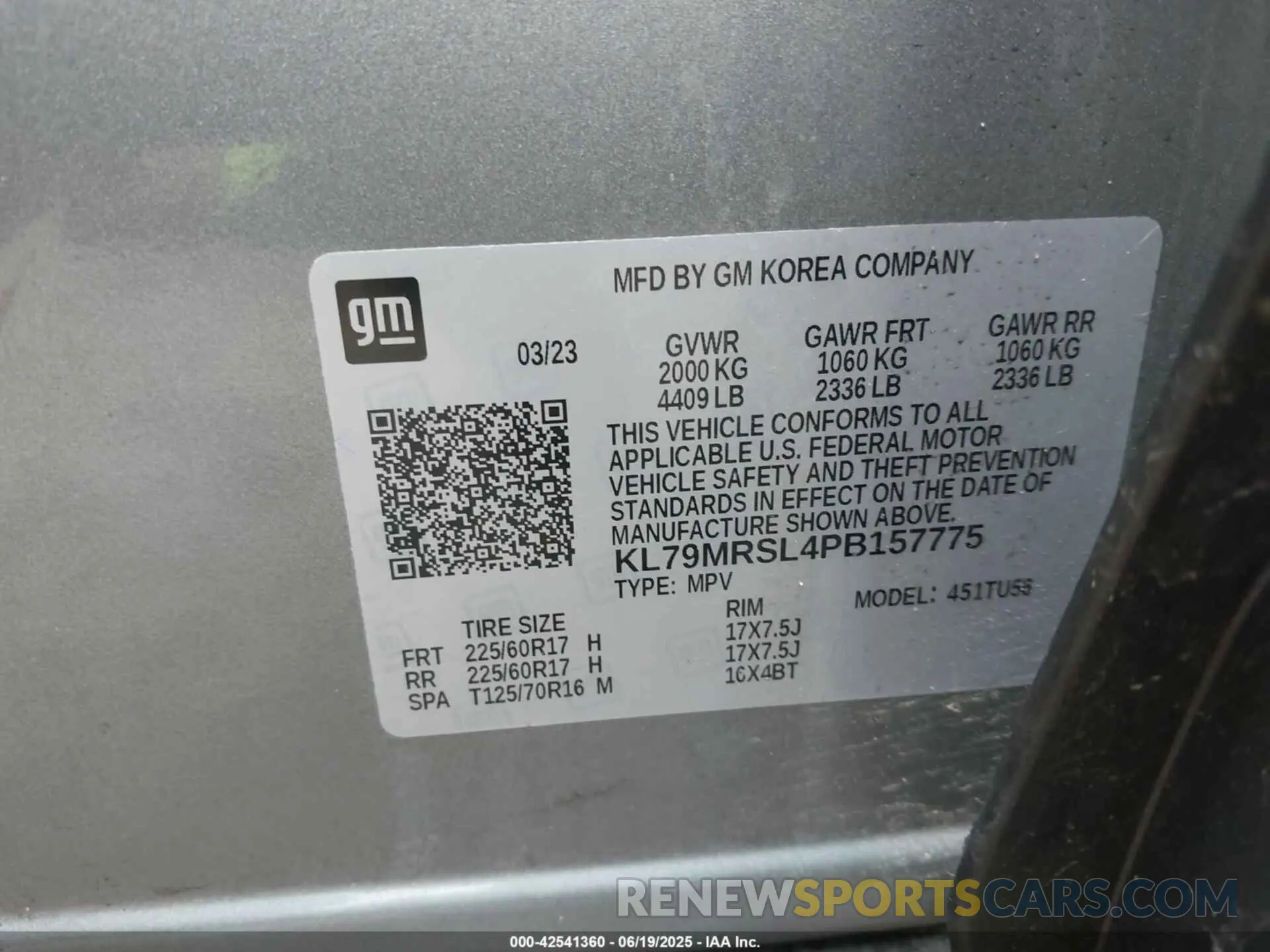9 Photograph of a damaged car KL79MRSL4PB157775 CHEVROLET TRAILBLAZER 2023