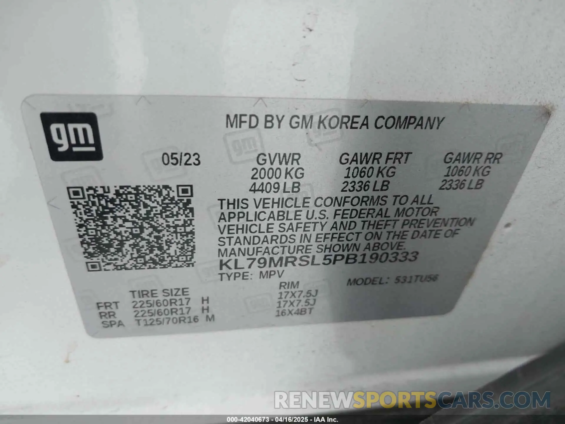9 Photograph of a damaged car KL79MRSL5PB190333 CHEVROLET TRAILBLAZER 2023